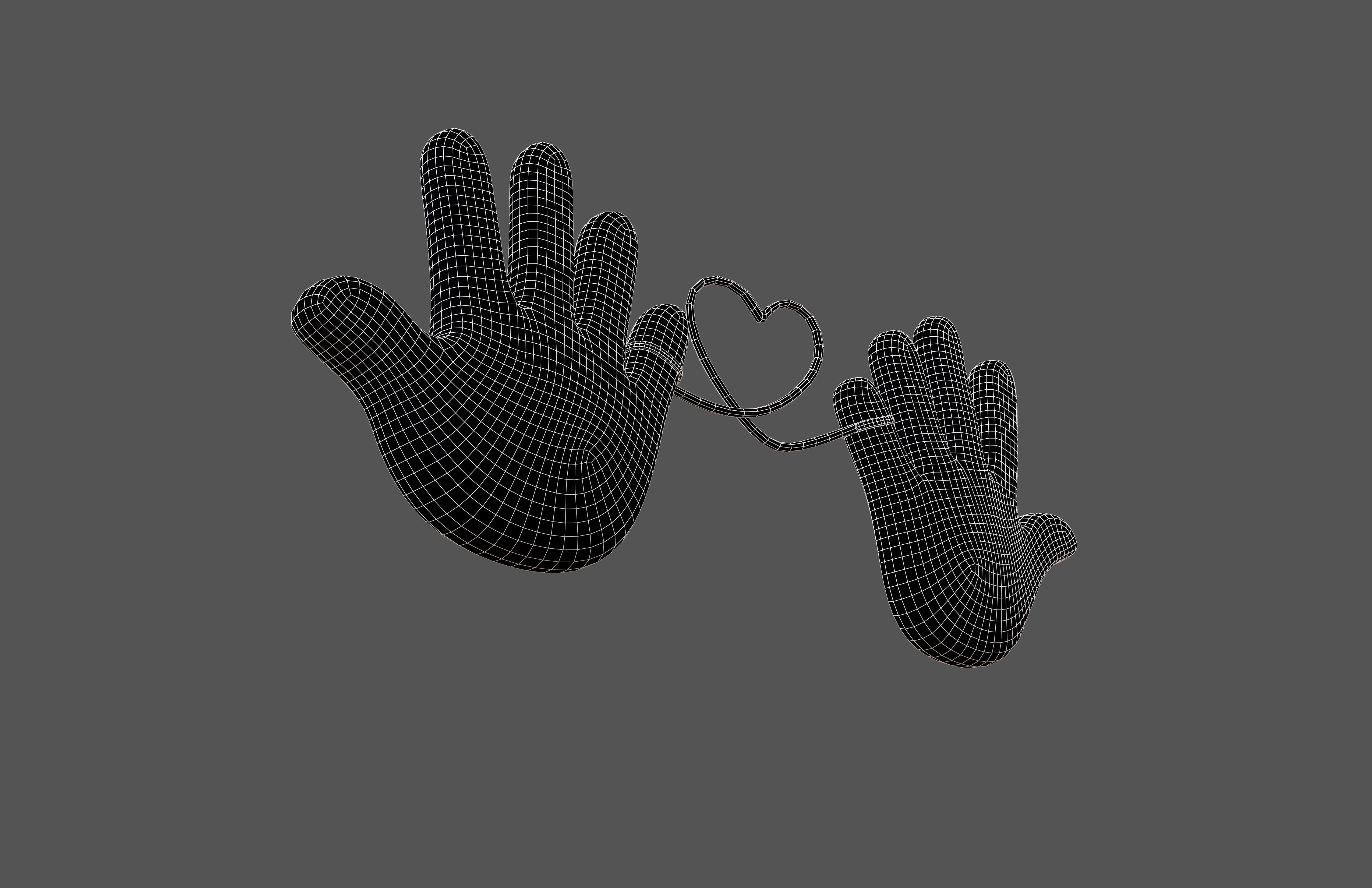 Hand with Red Line Icon v1 029 Low-poly 3D model_7