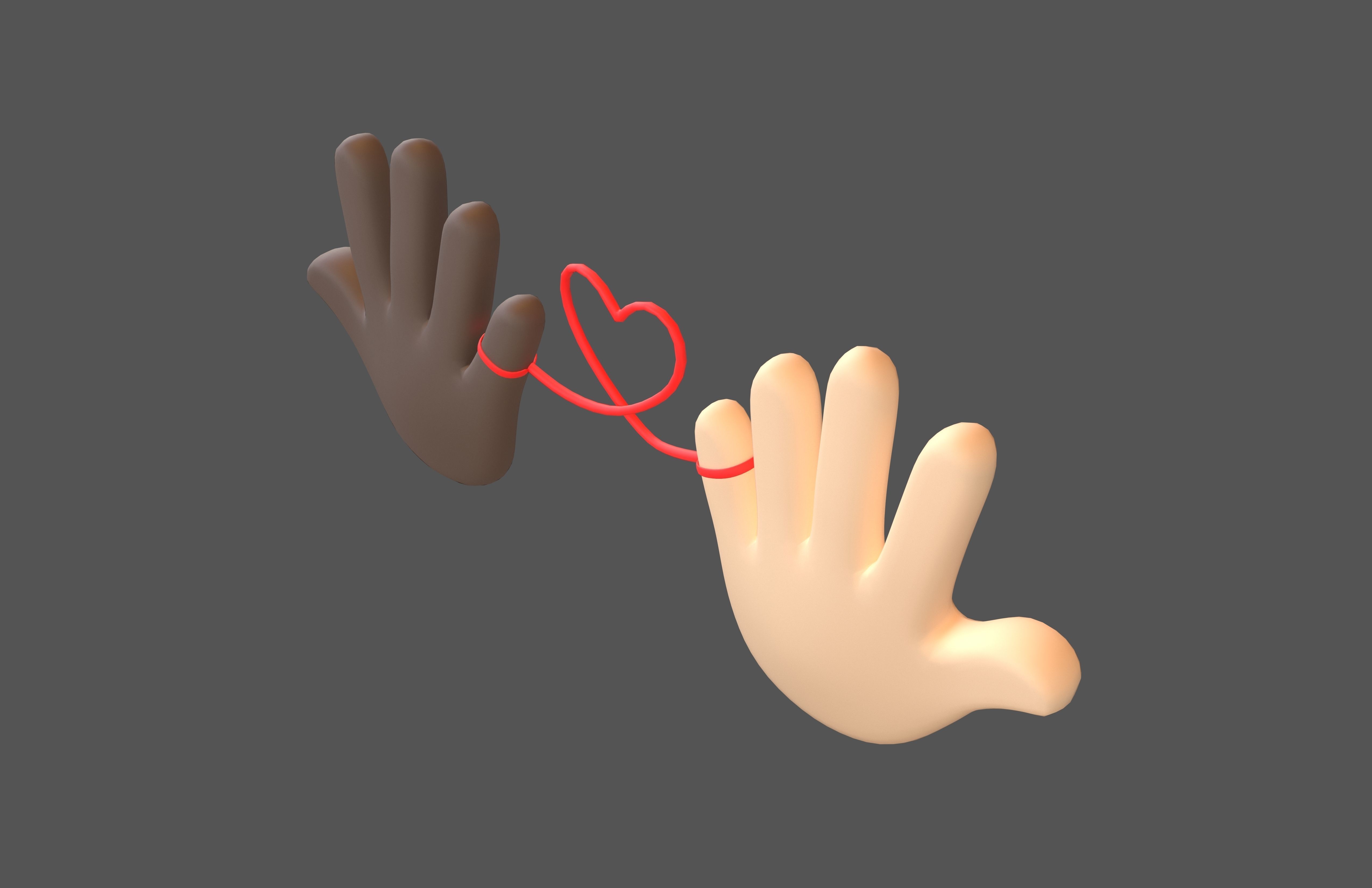 Hand with Red Line Icon v1 029 Low-poly 3D model_3