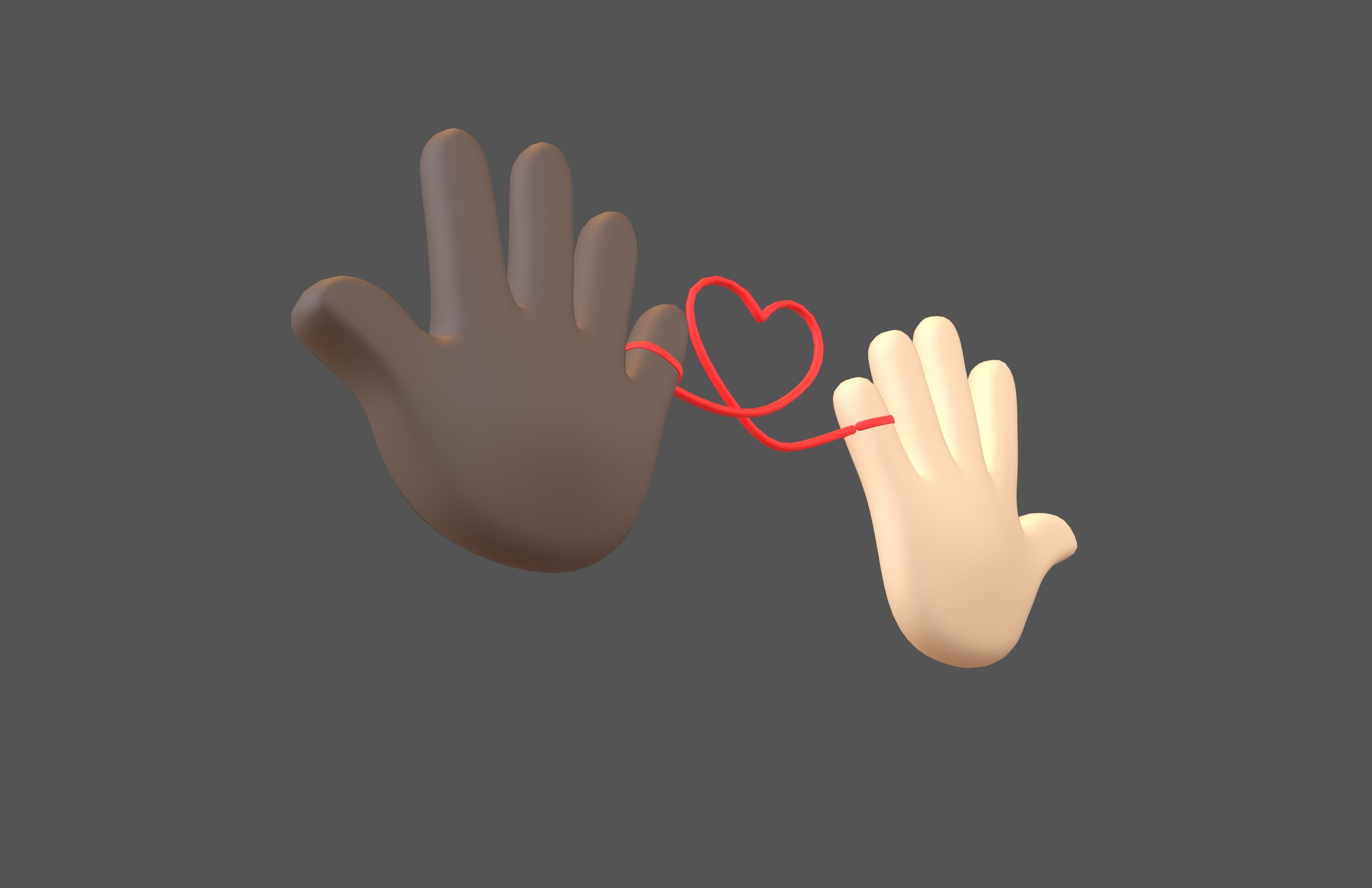 Hand with Red Line Icon v1 029 Low-poly 3D model_2