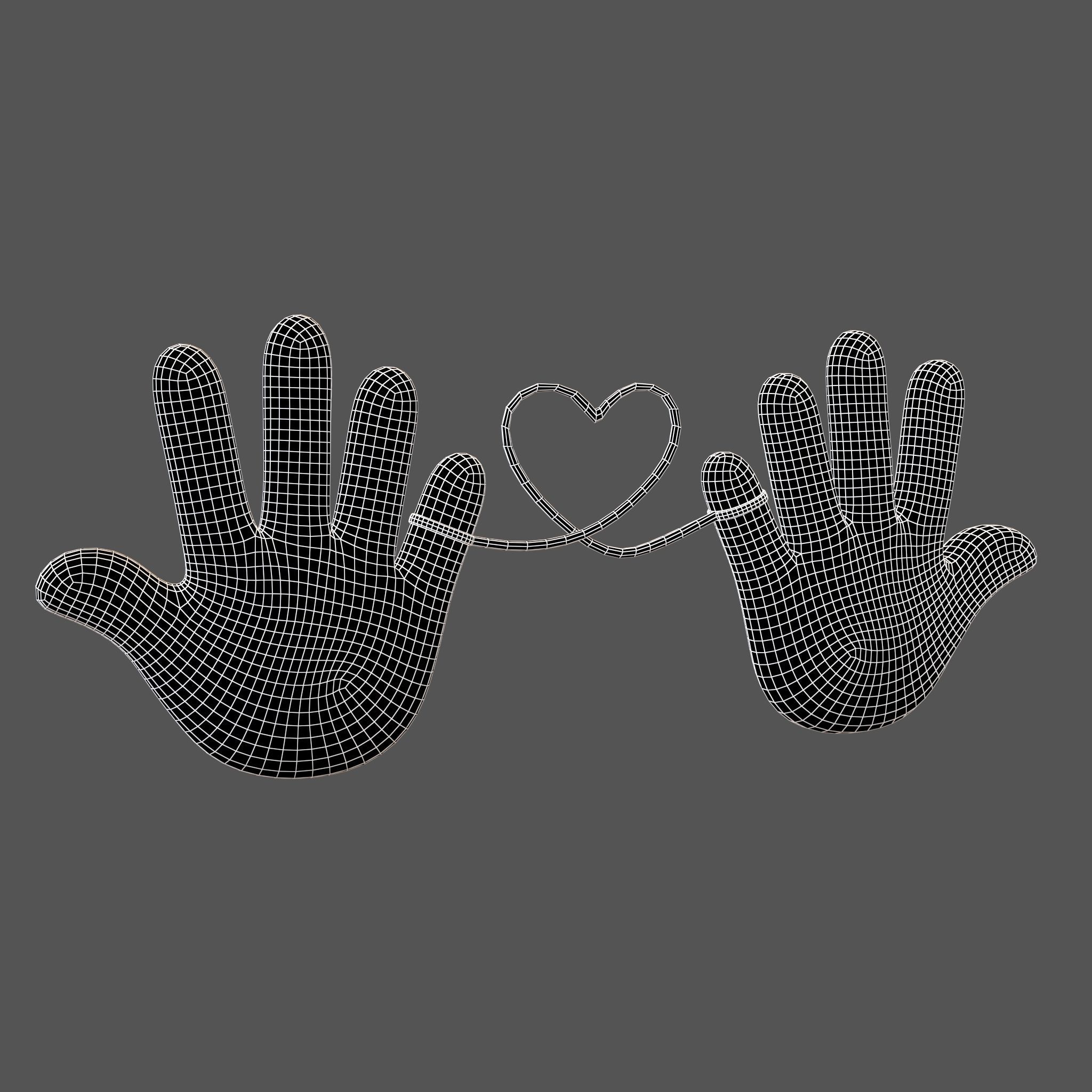 Hand with Red Line Icon v1 029 Low-poly 3D model_4