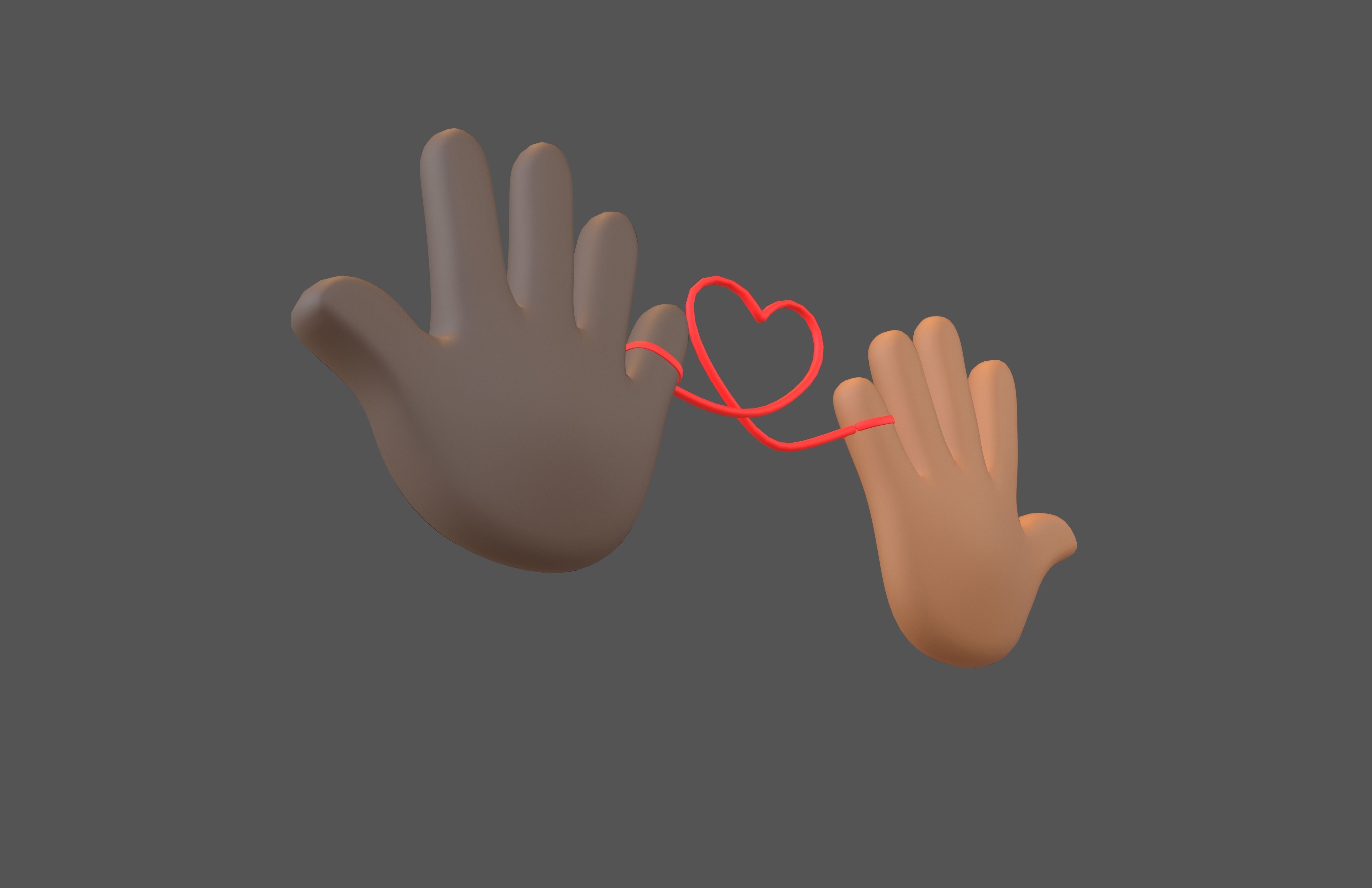 Hand with Red Line Icon v1 031 Low-poly 3D model_3