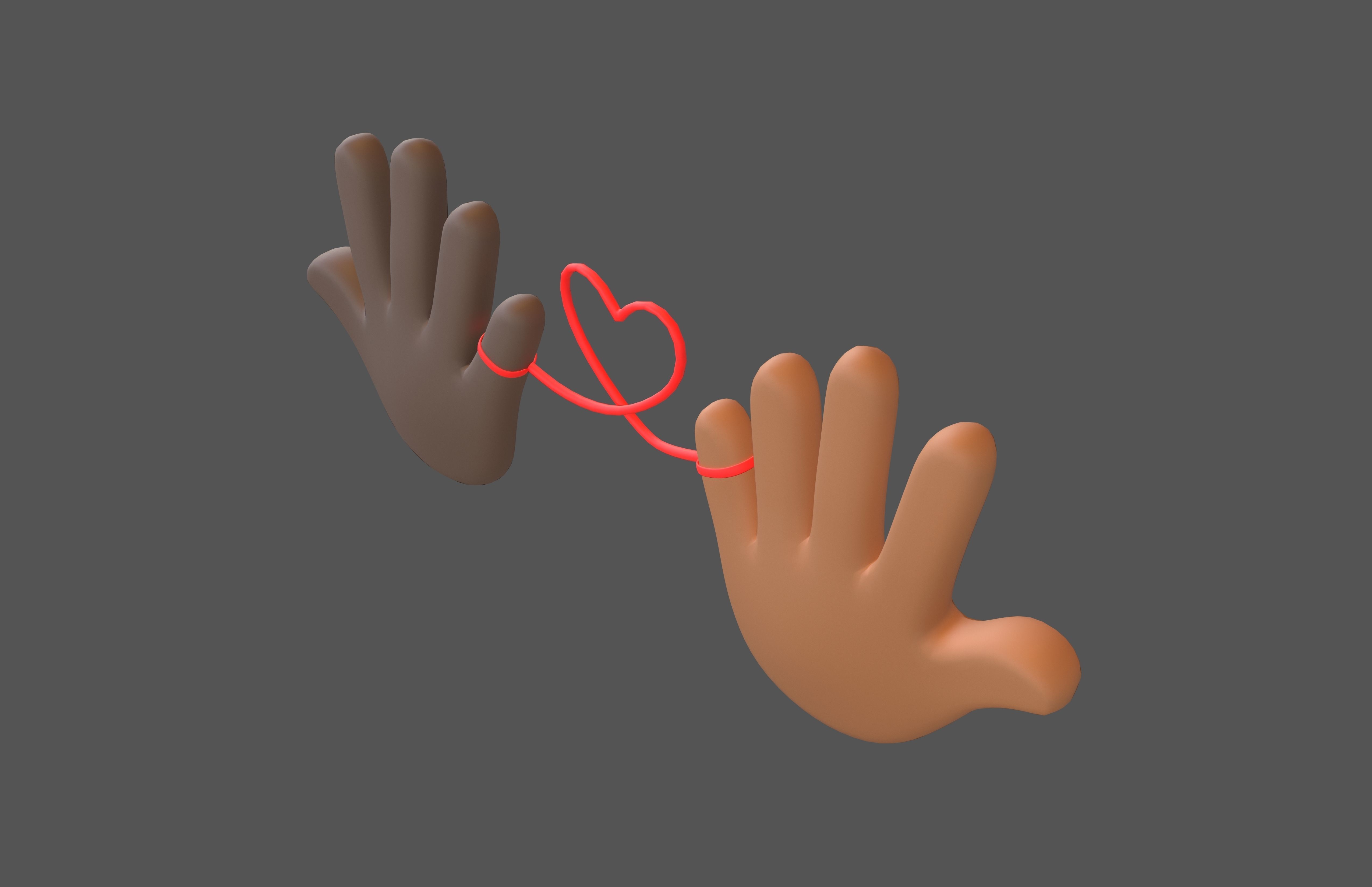 Hand with Red Line Icon v1 031 Low-poly 3D model_2