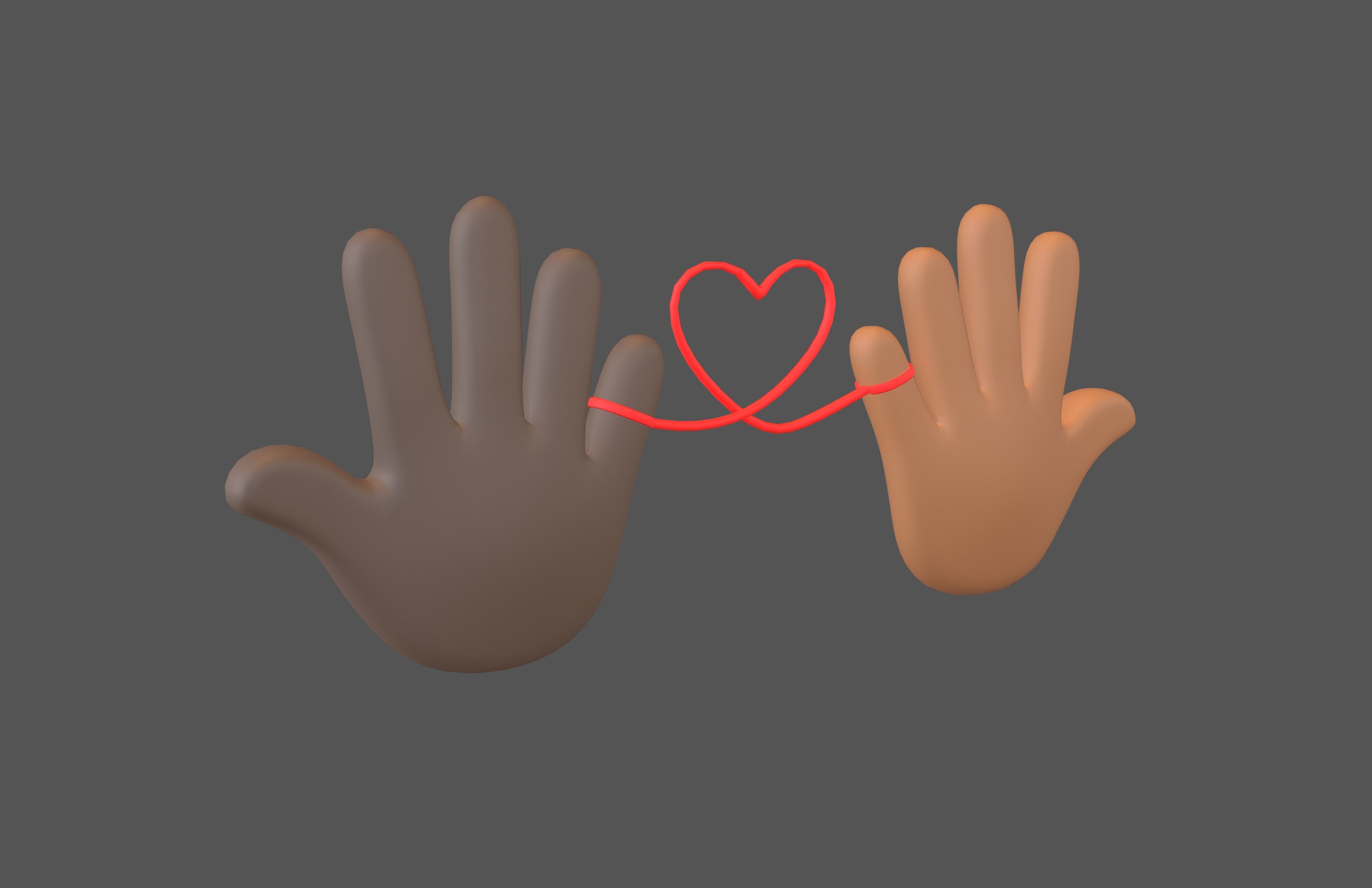 Hand with Red Line Icon v1 031 Low-poly 3D model_1