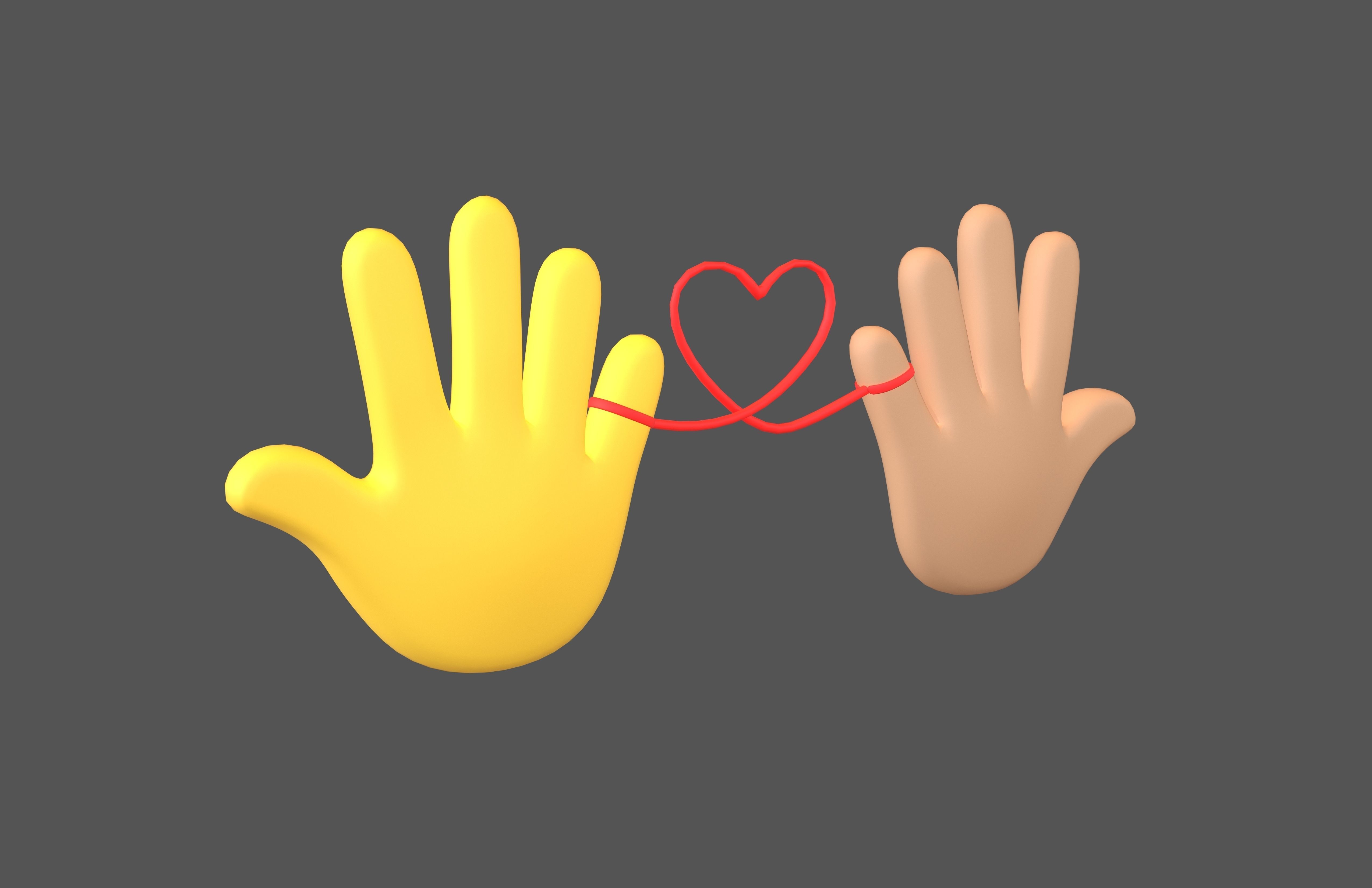 Hand with Red Line Icon v1 035 Low-poly 3D model_1