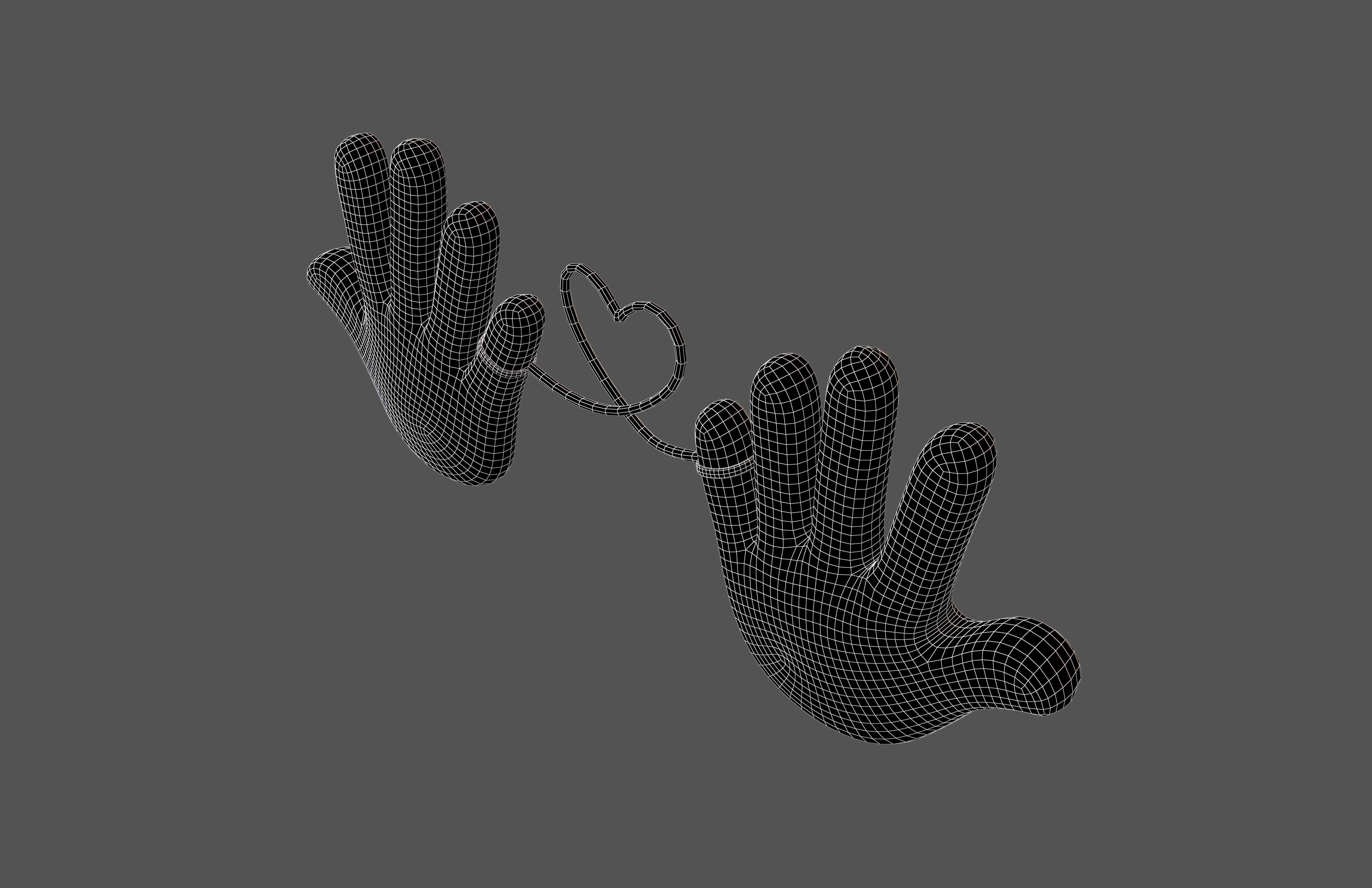 Hand with Red Line Icon v1 035 Low-poly 3D model_6