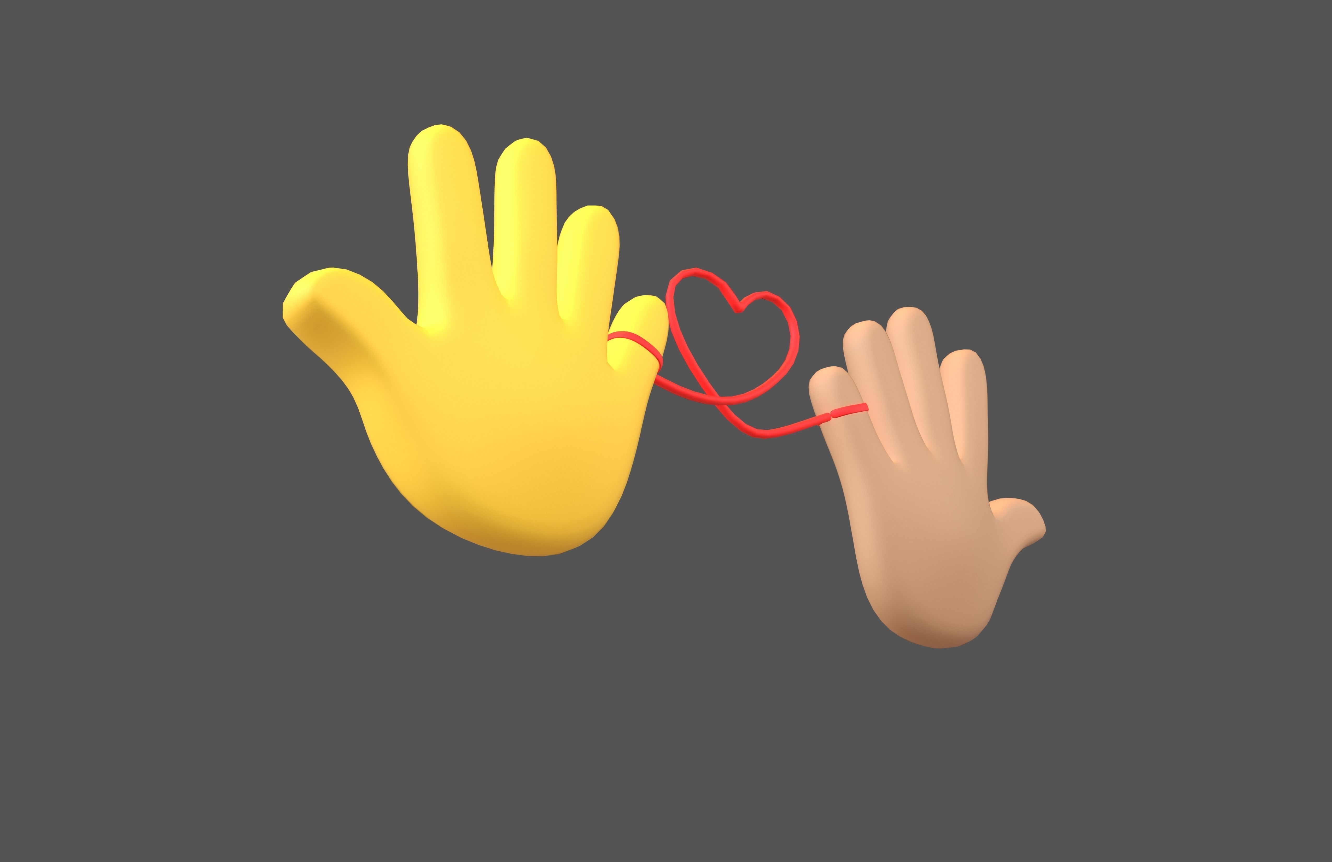 Hand with Red Line Icon v1 035 Low-poly 3D model_3