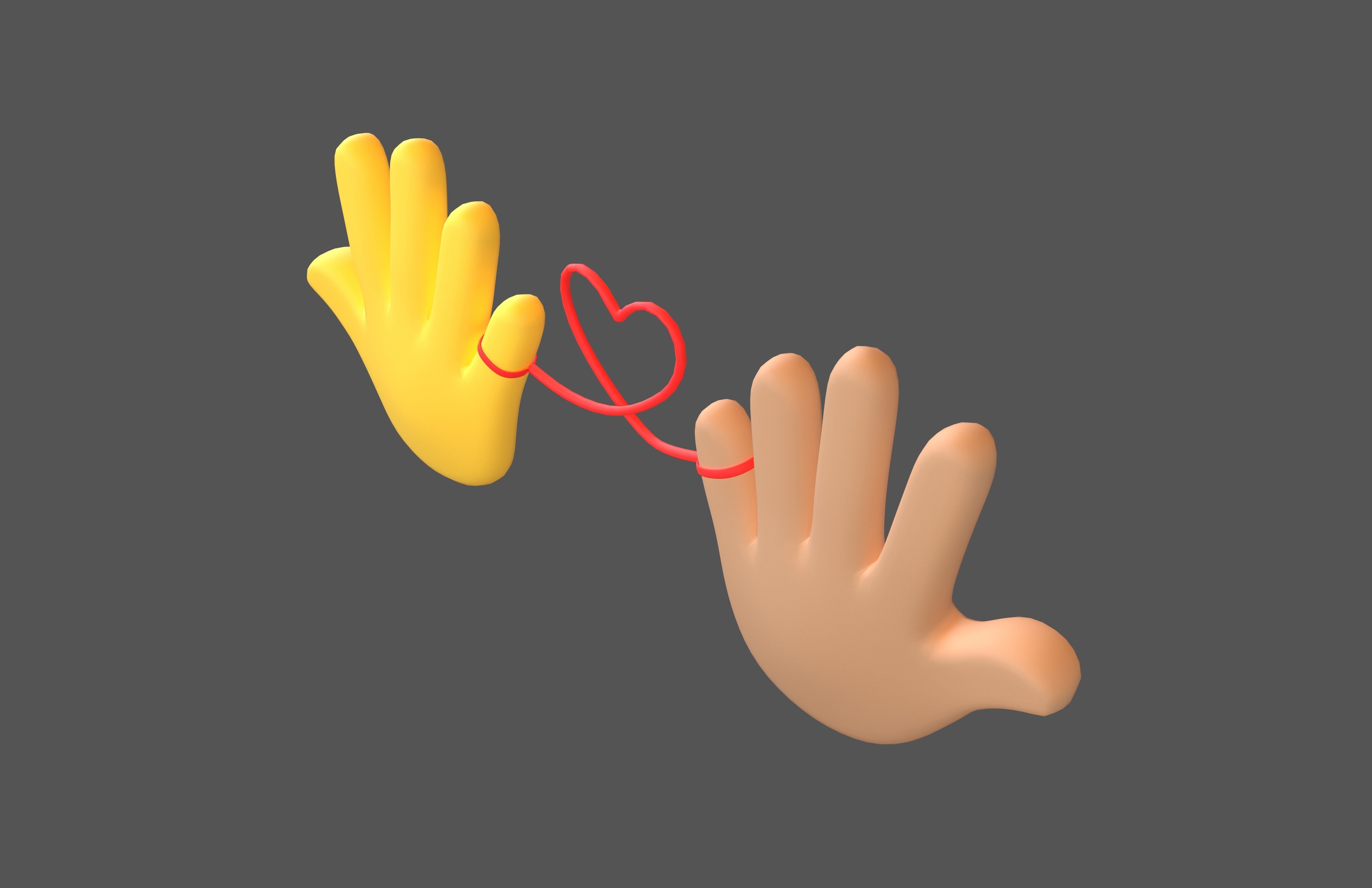 Hand with Red Line Icon v1 035 Low-poly 3D model_2