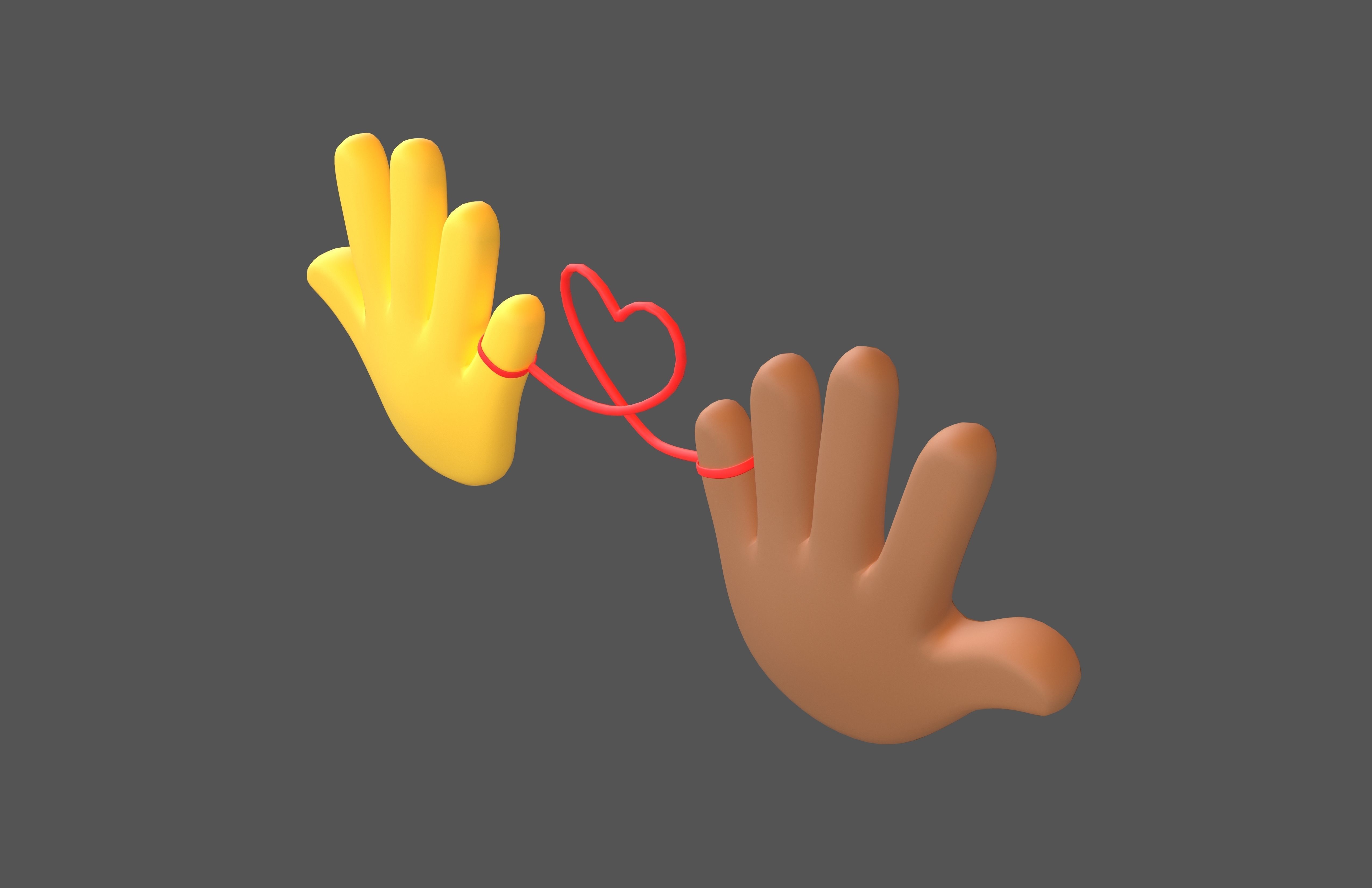 Hand with Red Line Icon v1 036 Low-poly 3D model_2