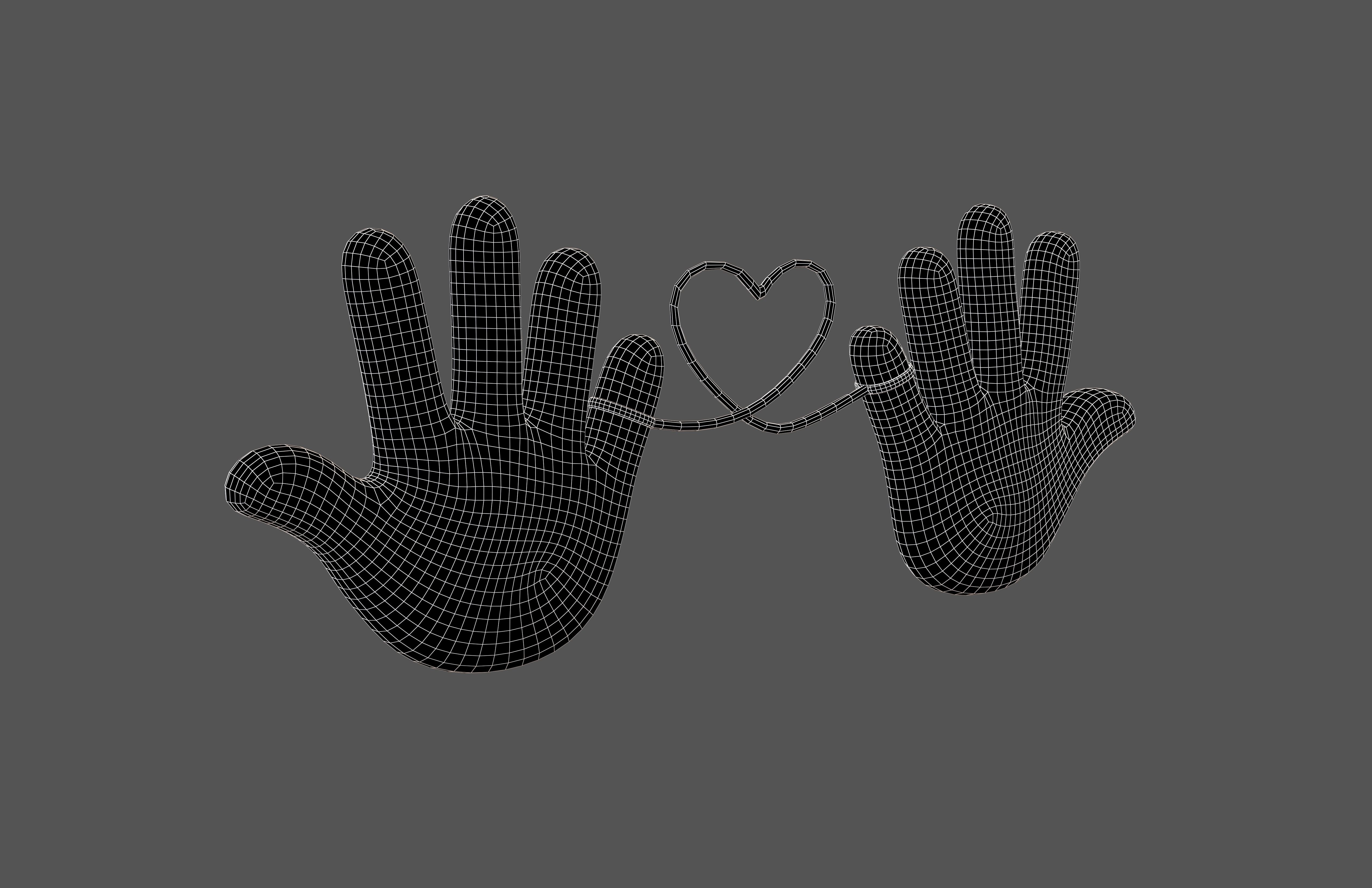 Hand with Red Line Icon v1 036 Low-poly 3D model_5