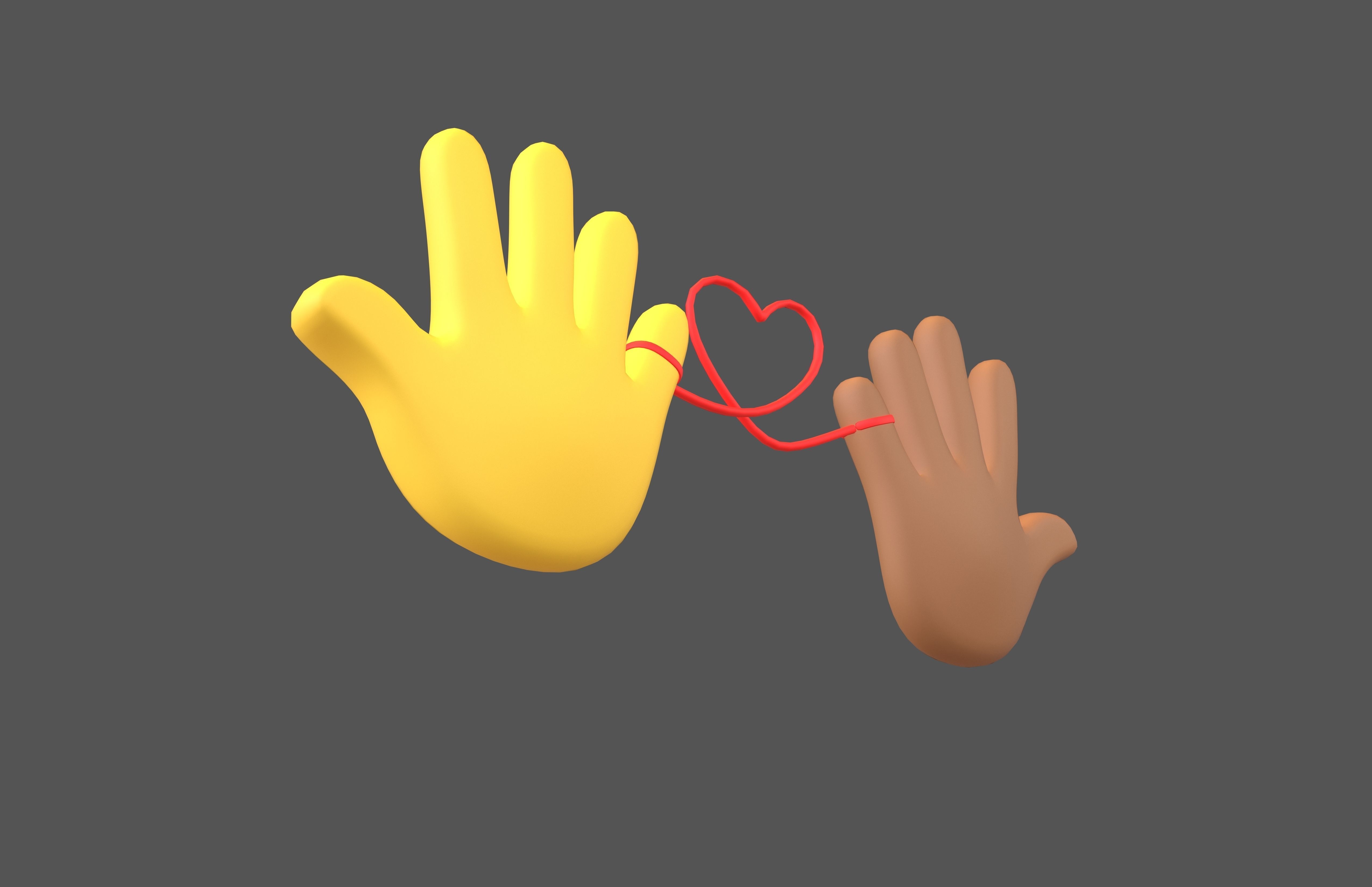Hand with Red Line Icon v1 036 Low-poly 3D model_3