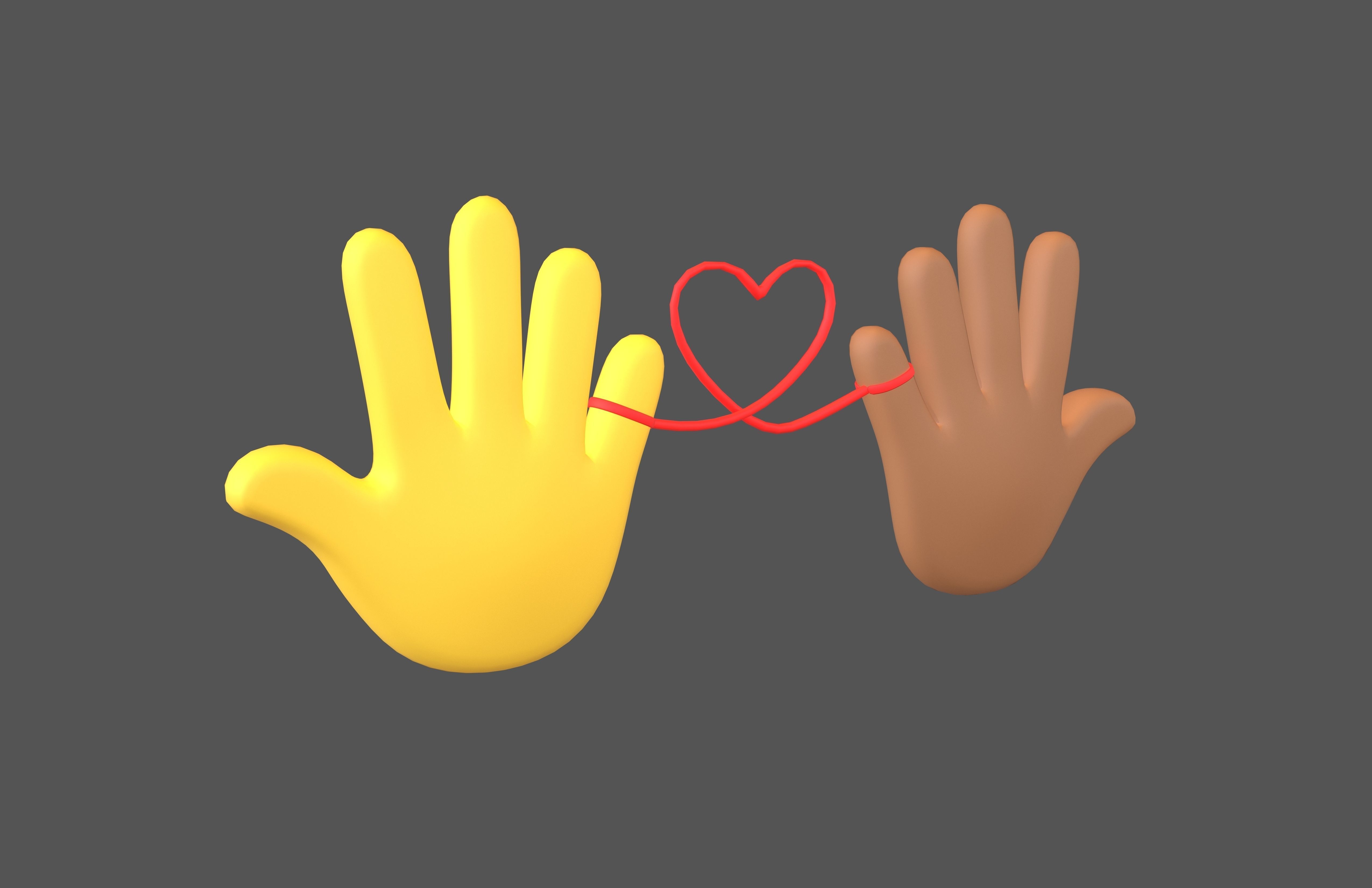 Hand with Red Line Icon v1 036 Low-poly 3D model_1