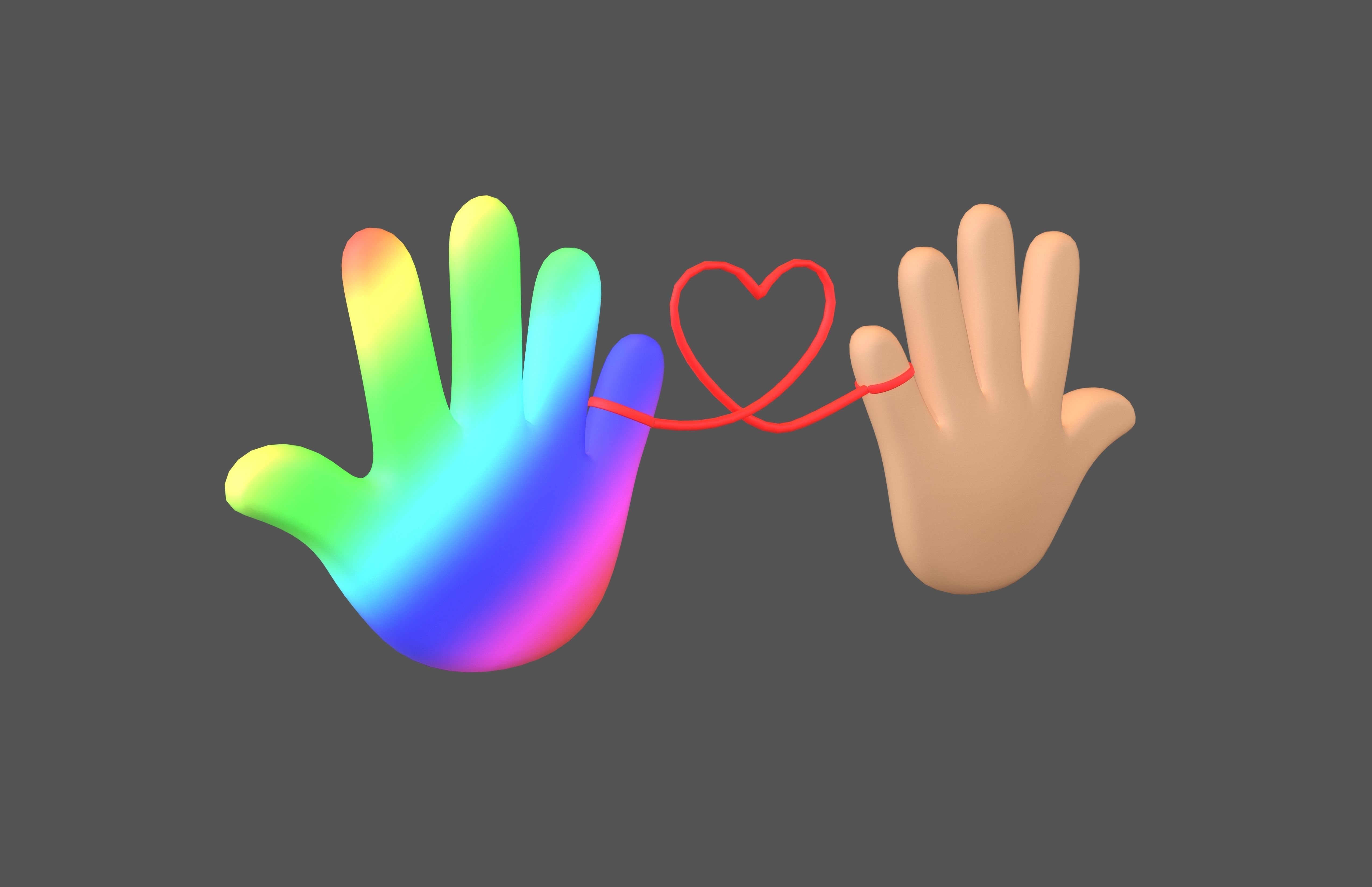 Hand with Red Line Icon v1 040 Low-poly 3D model_1