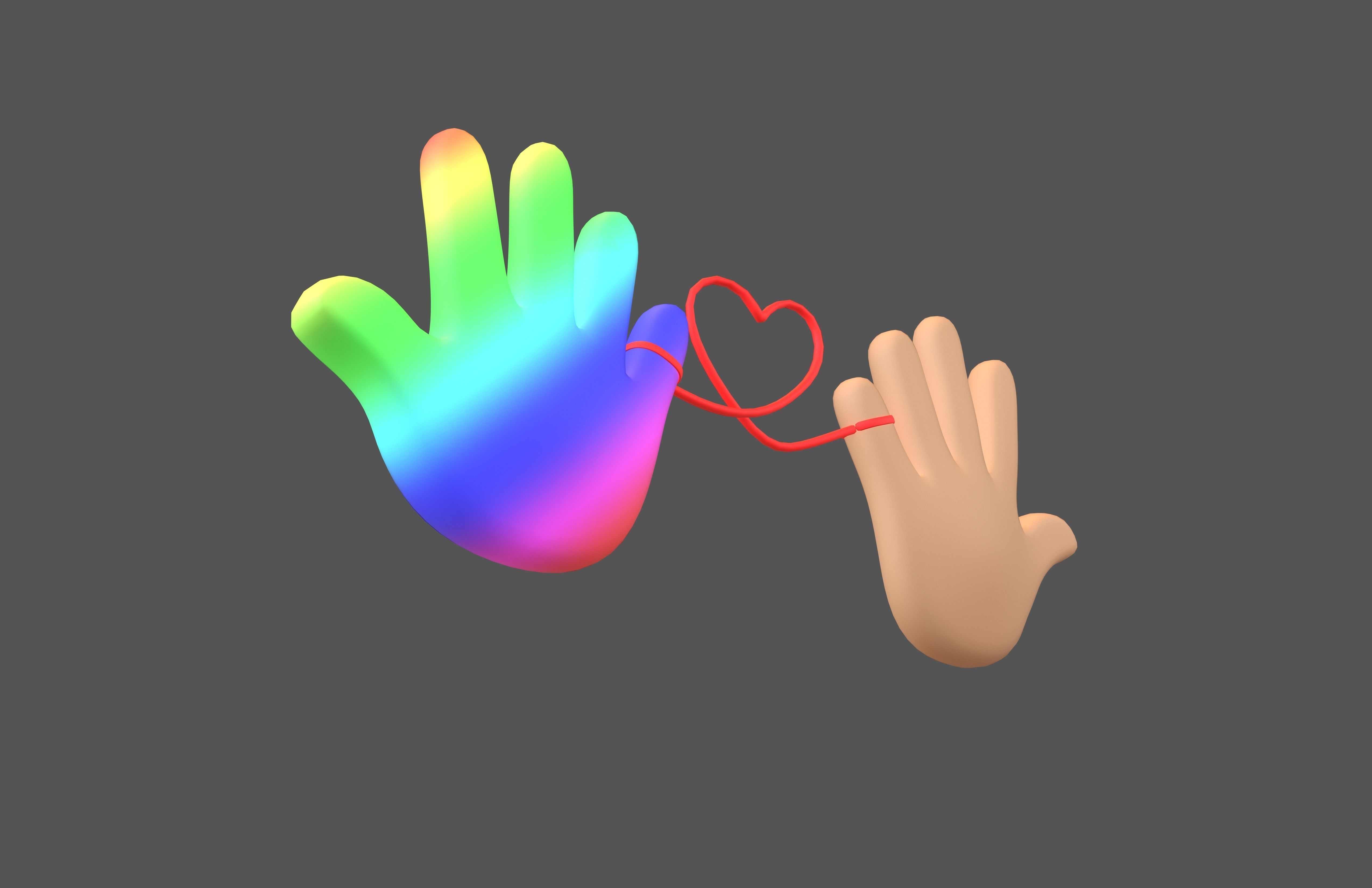 Hand with Red Line Icon v1 040 Low-poly 3D model_3