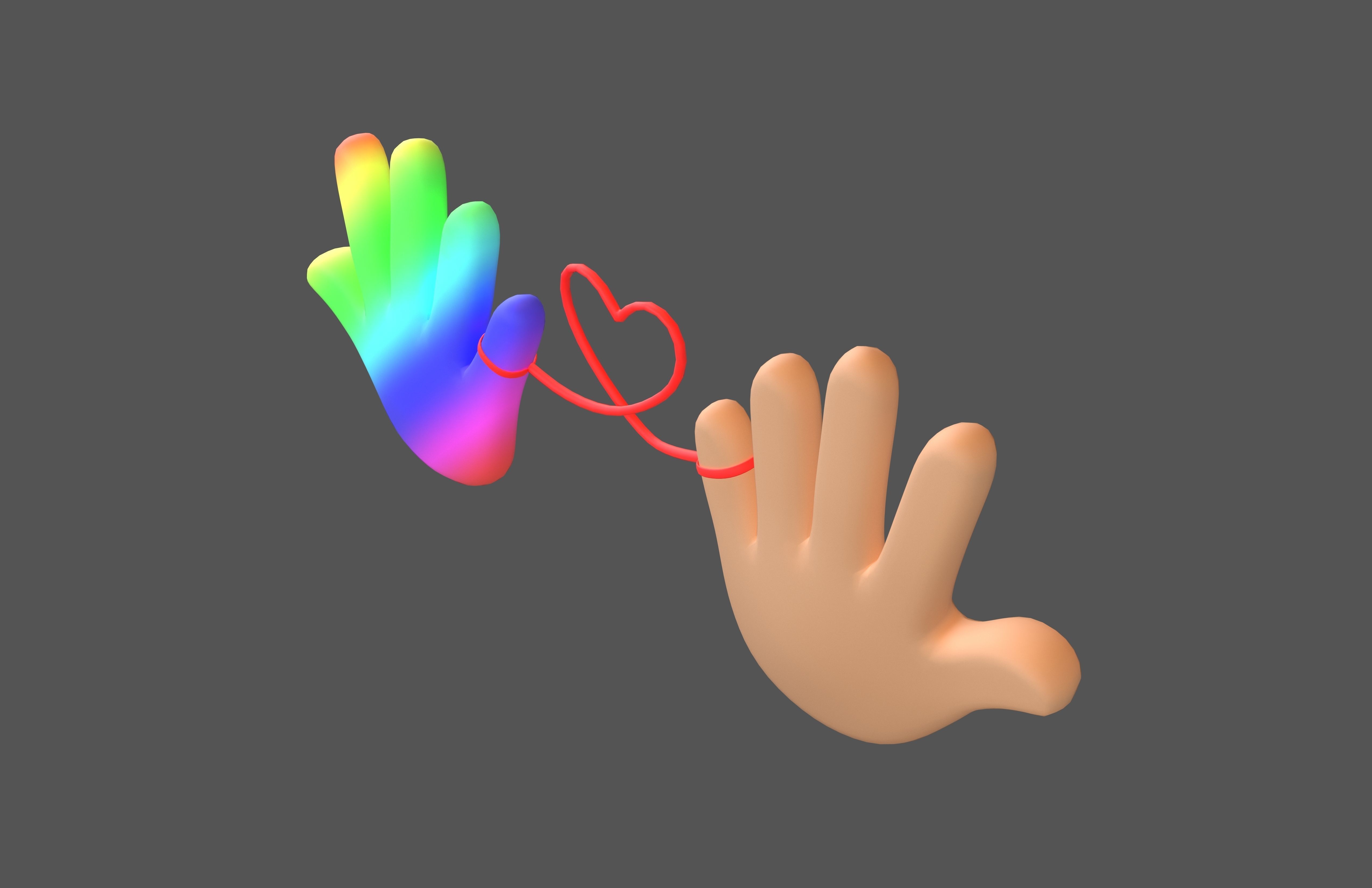 Hand with Red Line Icon v1 040 Low-poly 3D model_2