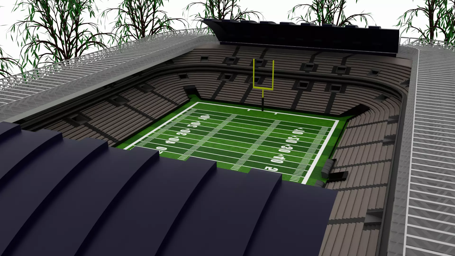 American football stadium Low-poly 3D model_0