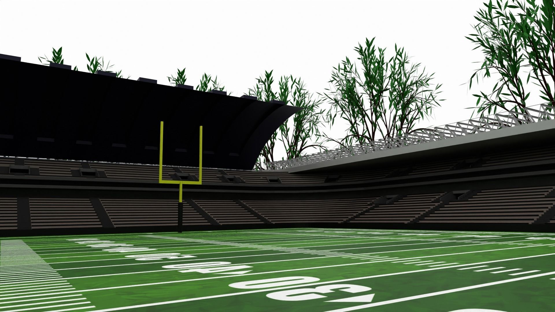 American football stadium Low-poly 3D model_5