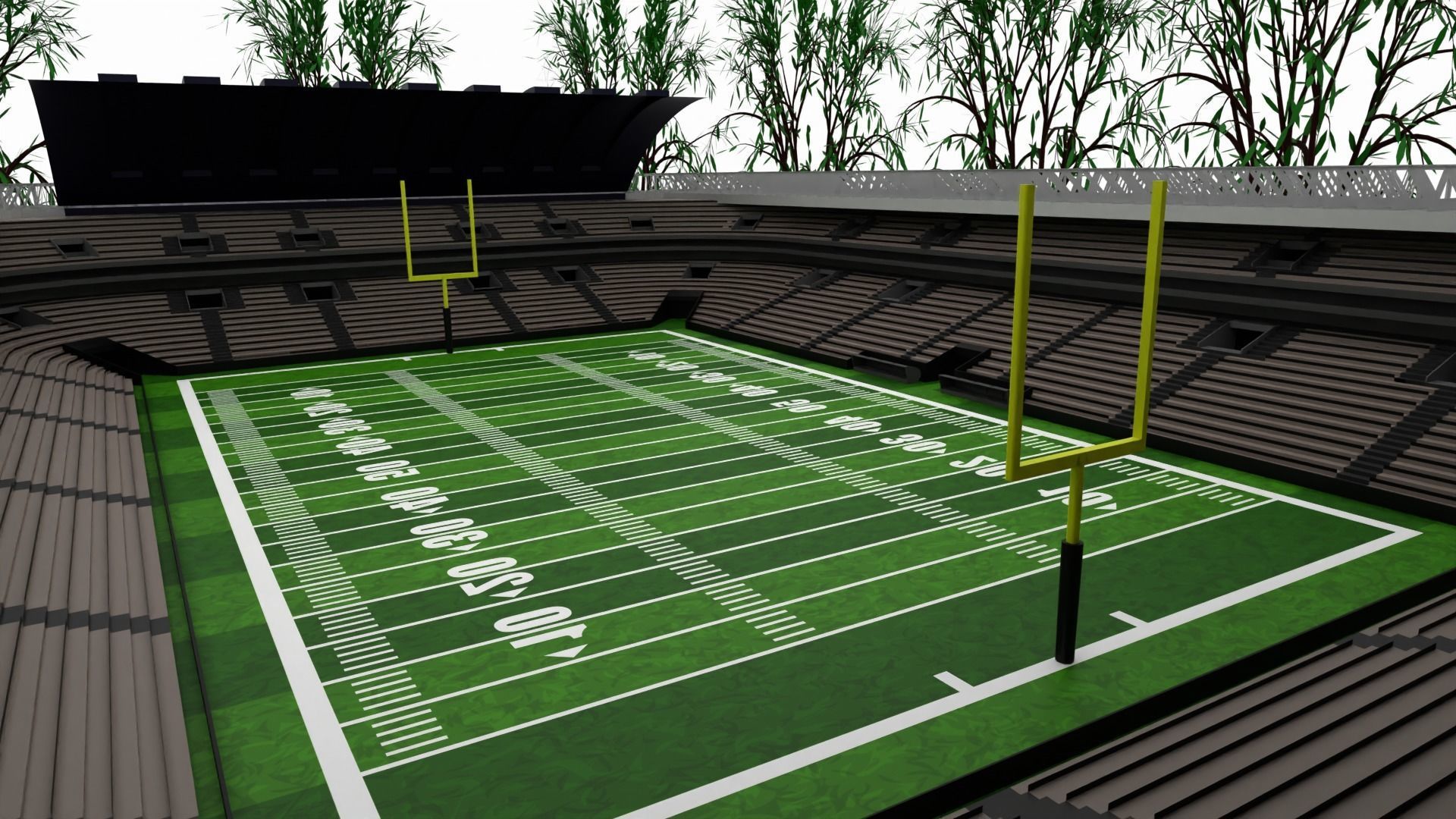 American football stadium Low-poly 3D model_2