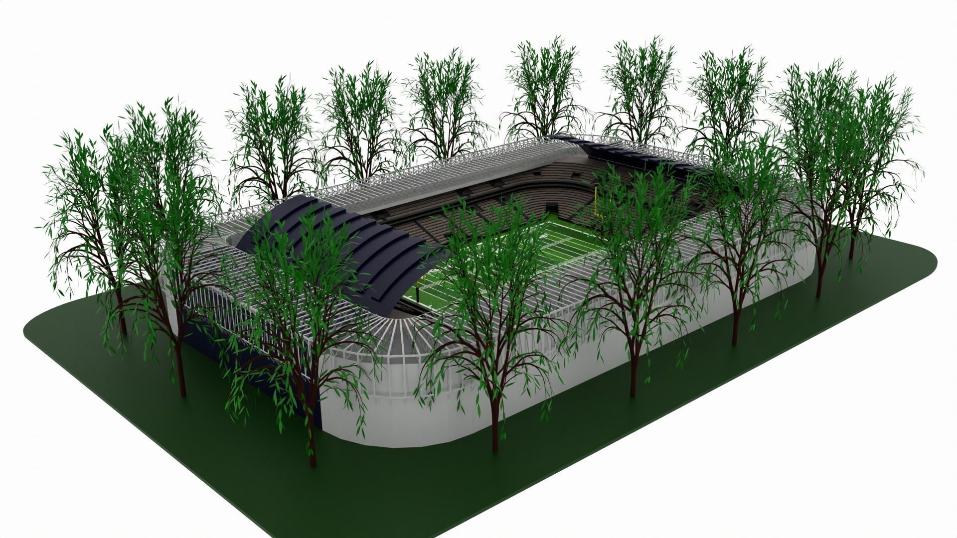 American football stadium Low-poly 3D model_1