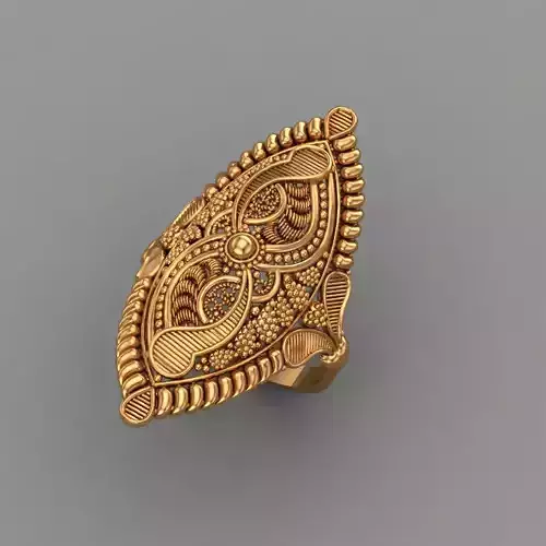 marquise indian full gold ring jewelry for woman 3D print model
