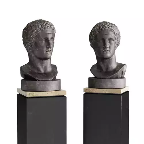 Herakles bust sculpture Low-poly 3D model