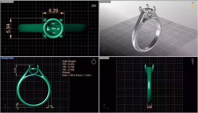 Solitaire diamond ring  STL-3DM-12 renders-on hand render