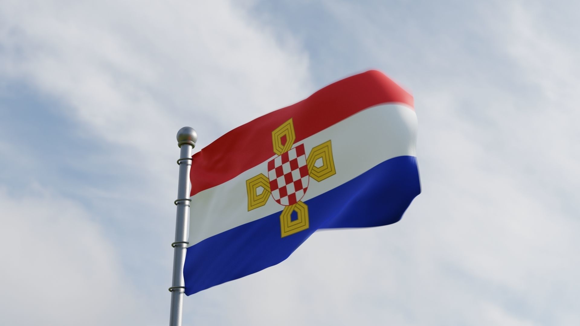 Animated Croatia Flags 3D model_2