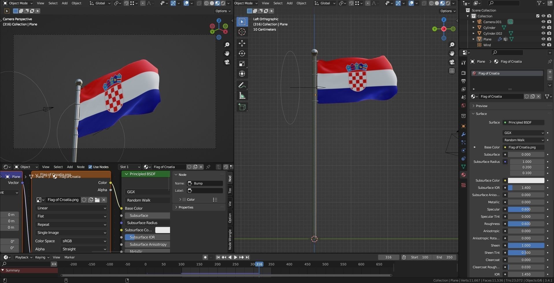 Animated Croatia Flags 3D model_4