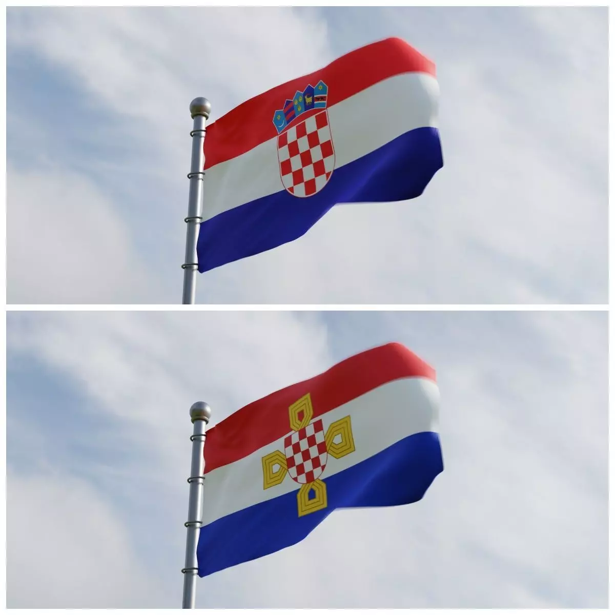 Animated Croatia Flags 3D model_0