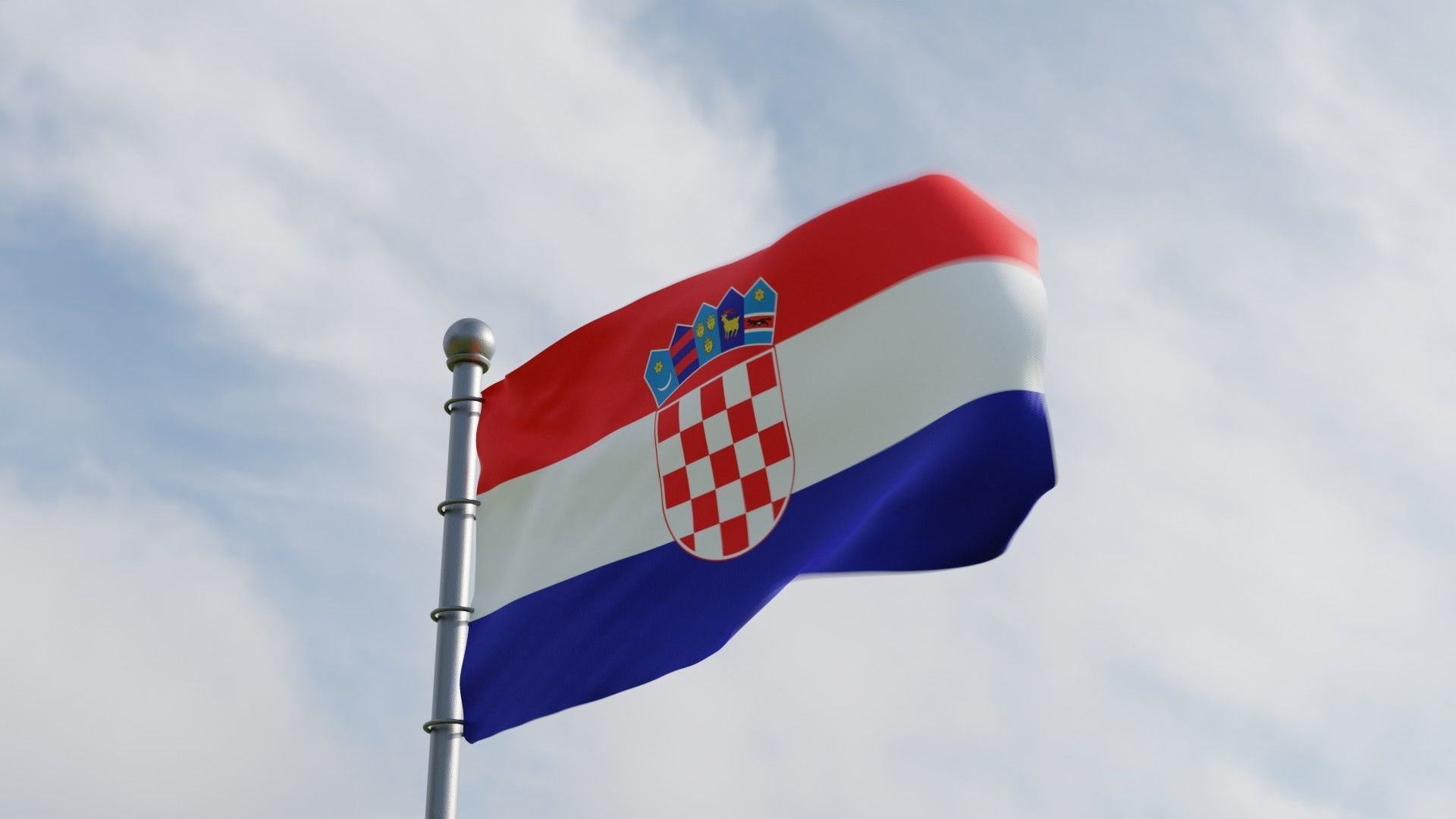 Animated Croatia Flags 3D model_1