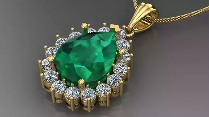 pear-shape-diamond-pendent-3d-model-stl-3dm pear shaped emerald and diamond pendant