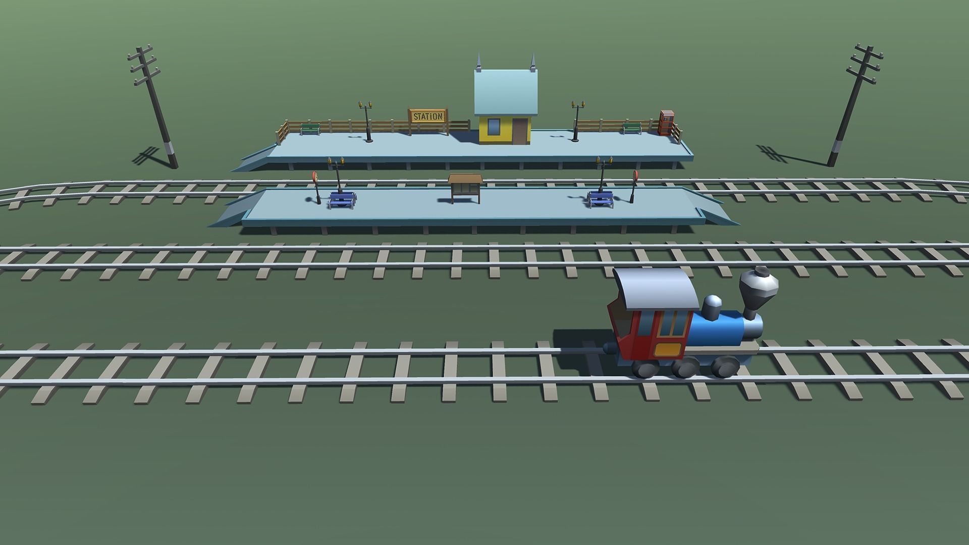 Toy Train Mobile Low-poly 3D model_16