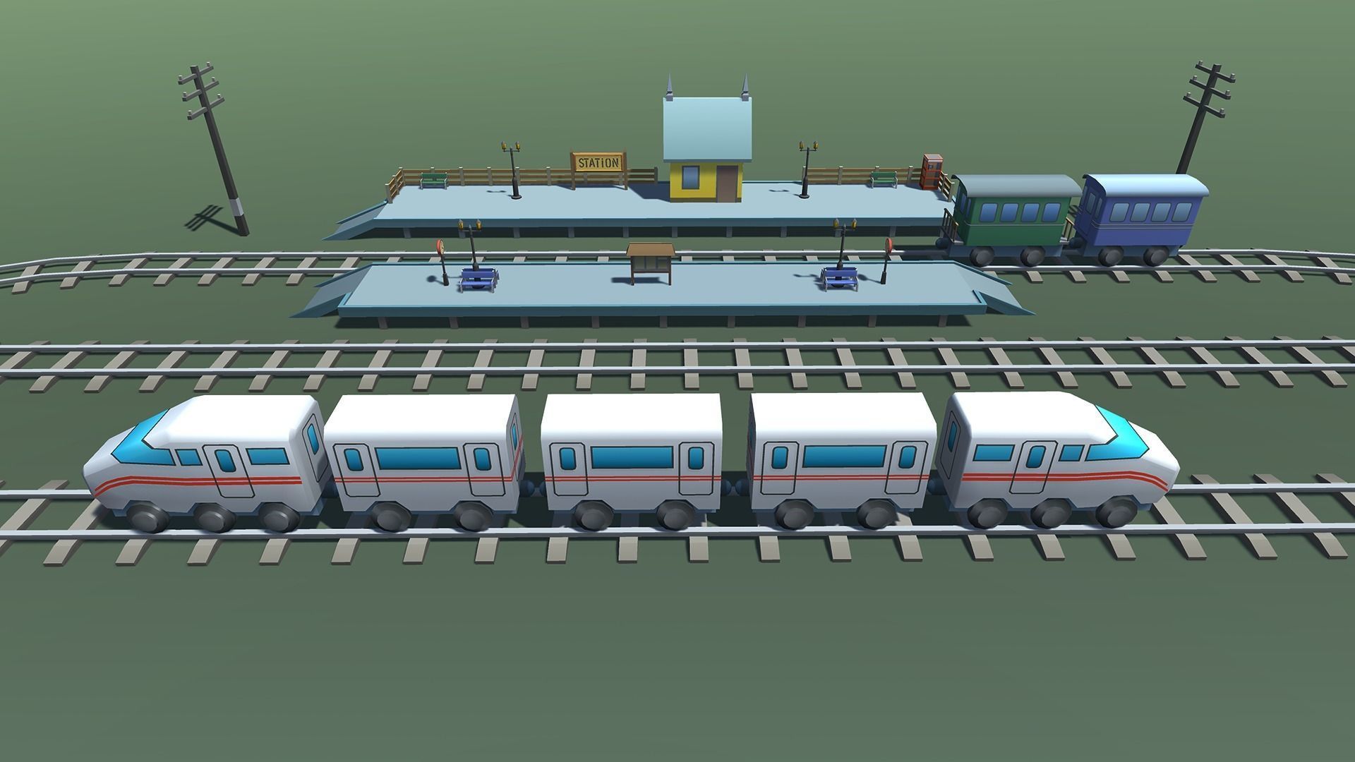 Toy Train Mobile Low-poly 3D model_4