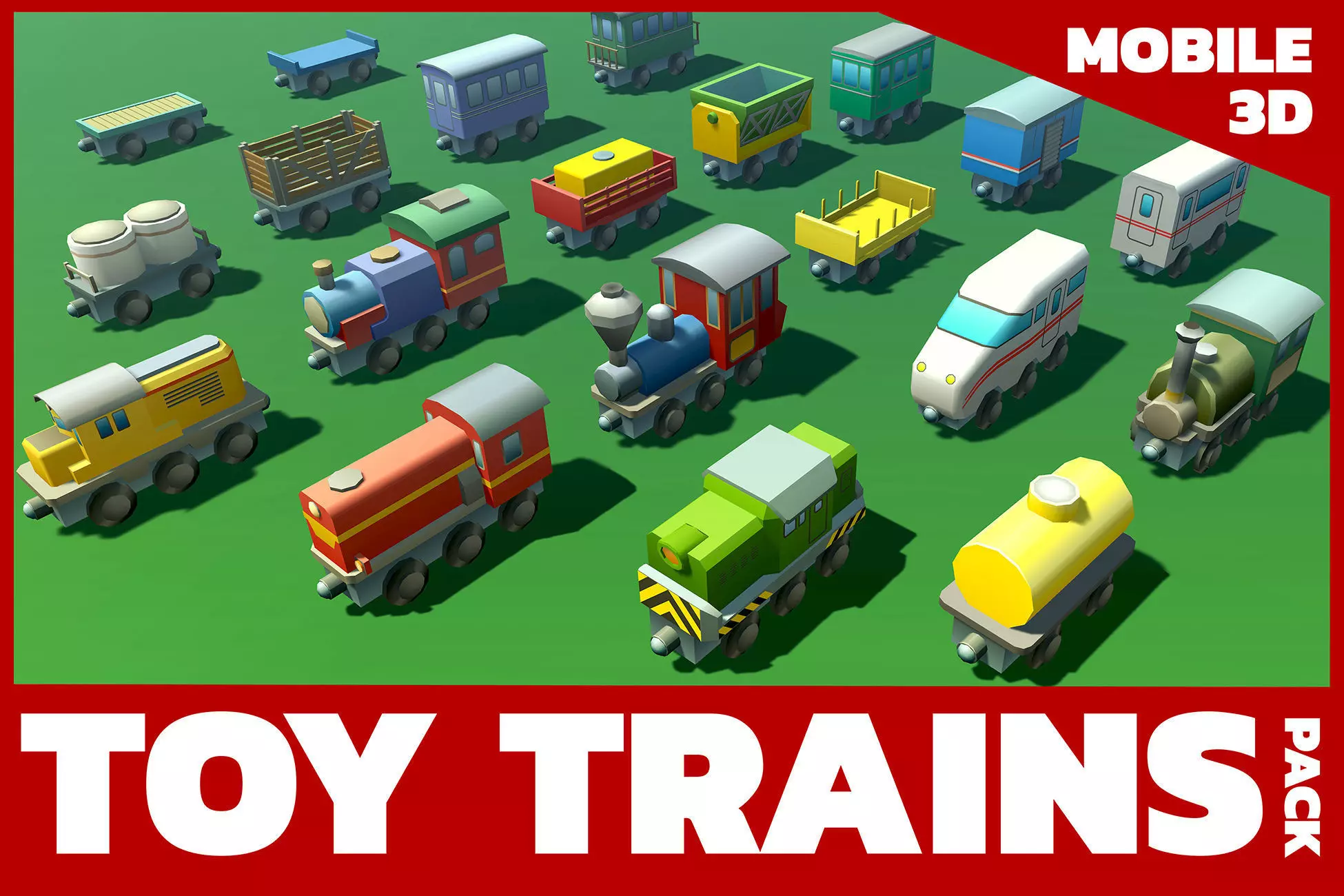 Toy Train Mobile Low-poly 3D model_0