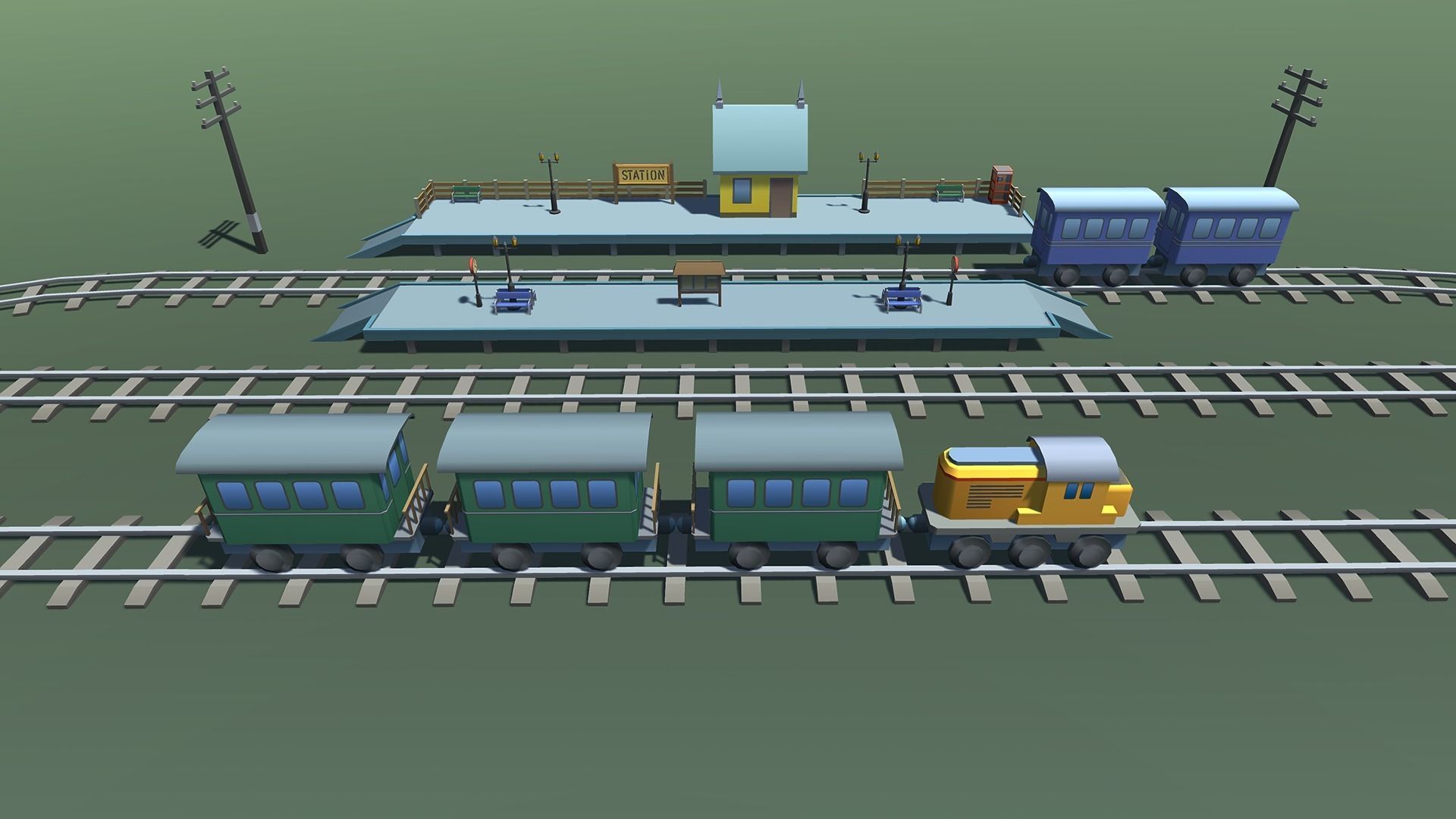 Toy Train Mobile Low-poly 3D model_10