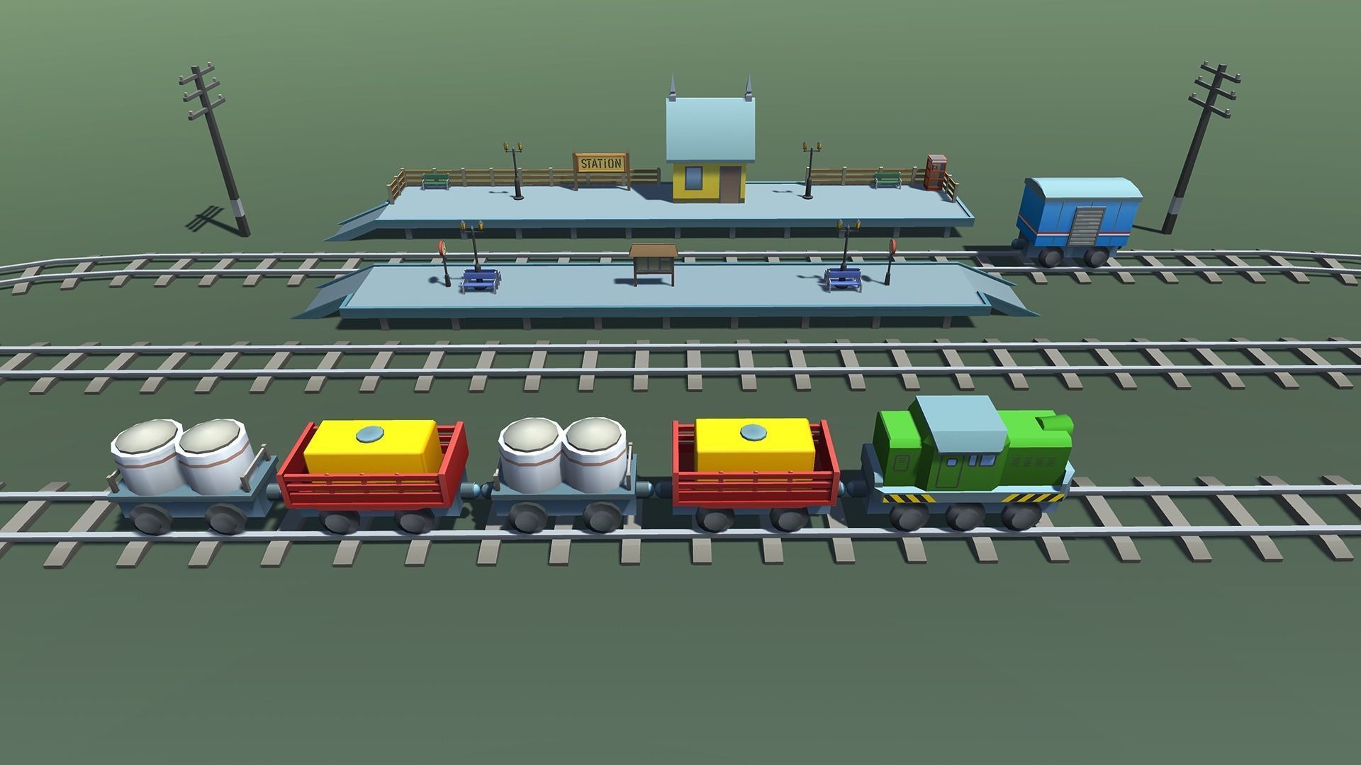 Toy Train Mobile Low-poly 3D model_3
