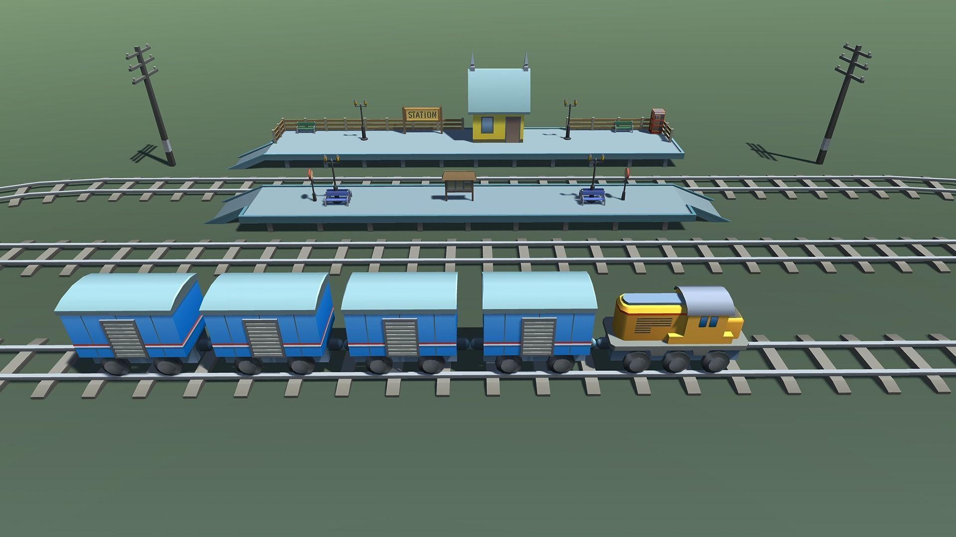 Toy Train Mobile Low-poly 3D model_6