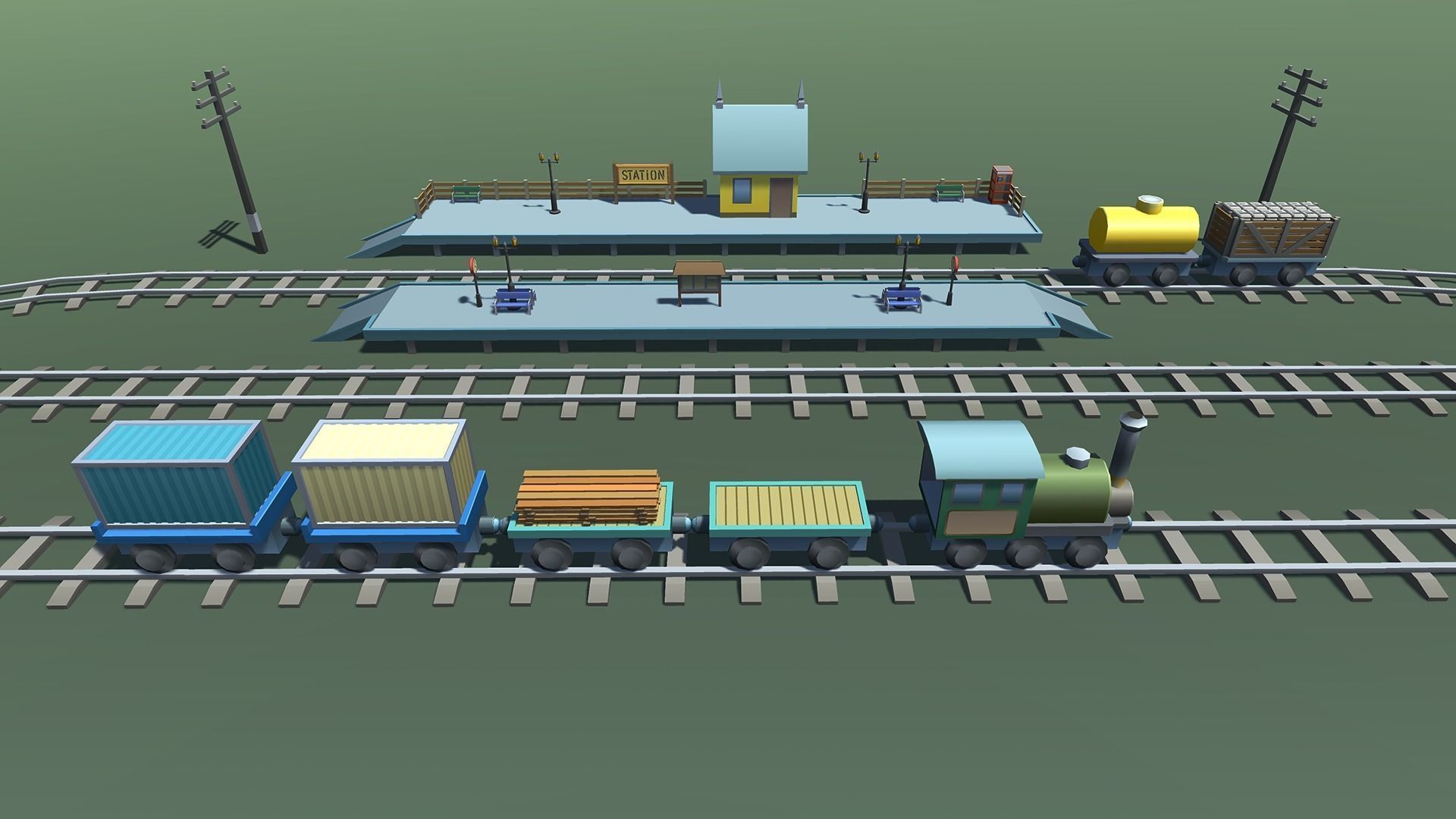 Toy Train Mobile Low-poly 3D model_7