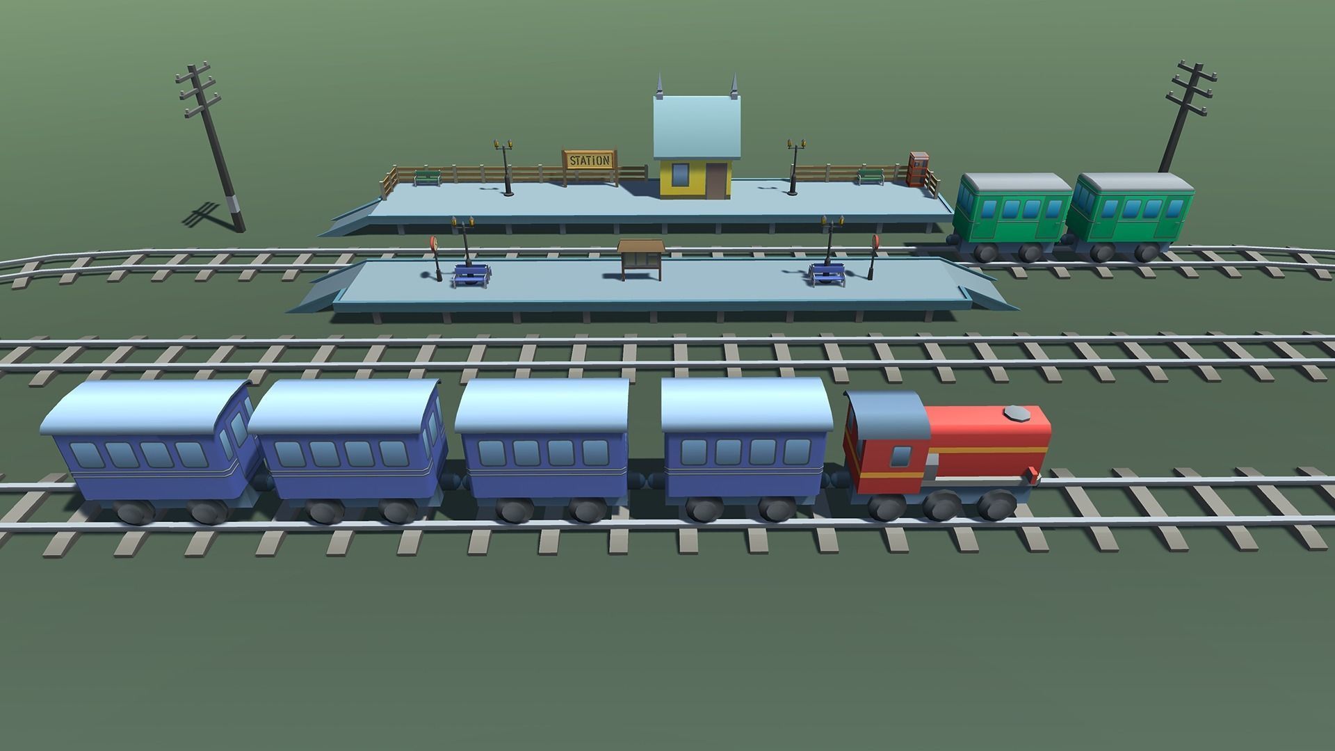 Toy Train Mobile Low-poly 3D model_9