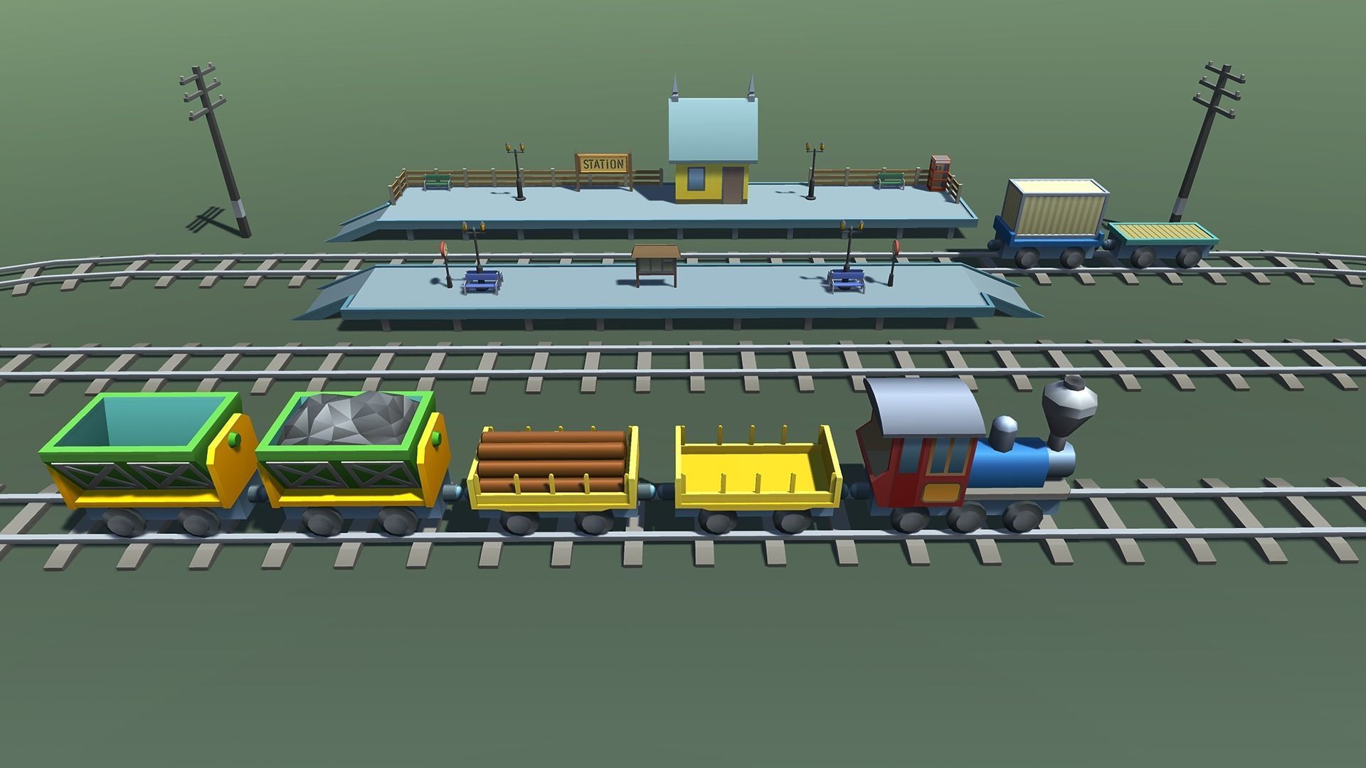 Toy Train Mobile Low-poly 3D model_5
