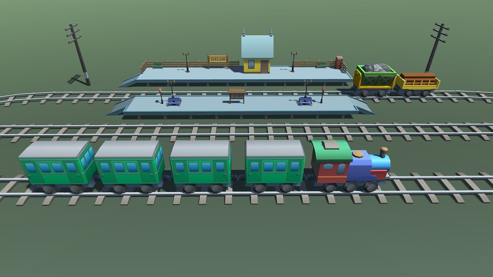 Toy Train Mobile Low-poly 3D model_8