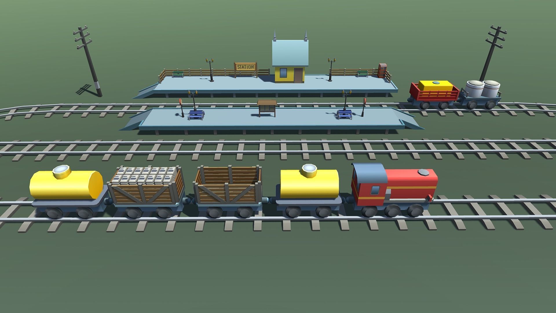 Toy Train Mobile Low-poly 3D model_2