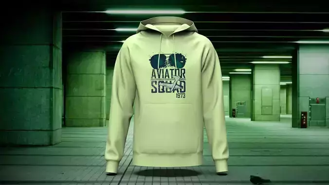 Men Long Raglan Sleeve Drawstring Hoodie Sweatshirt  3D model
