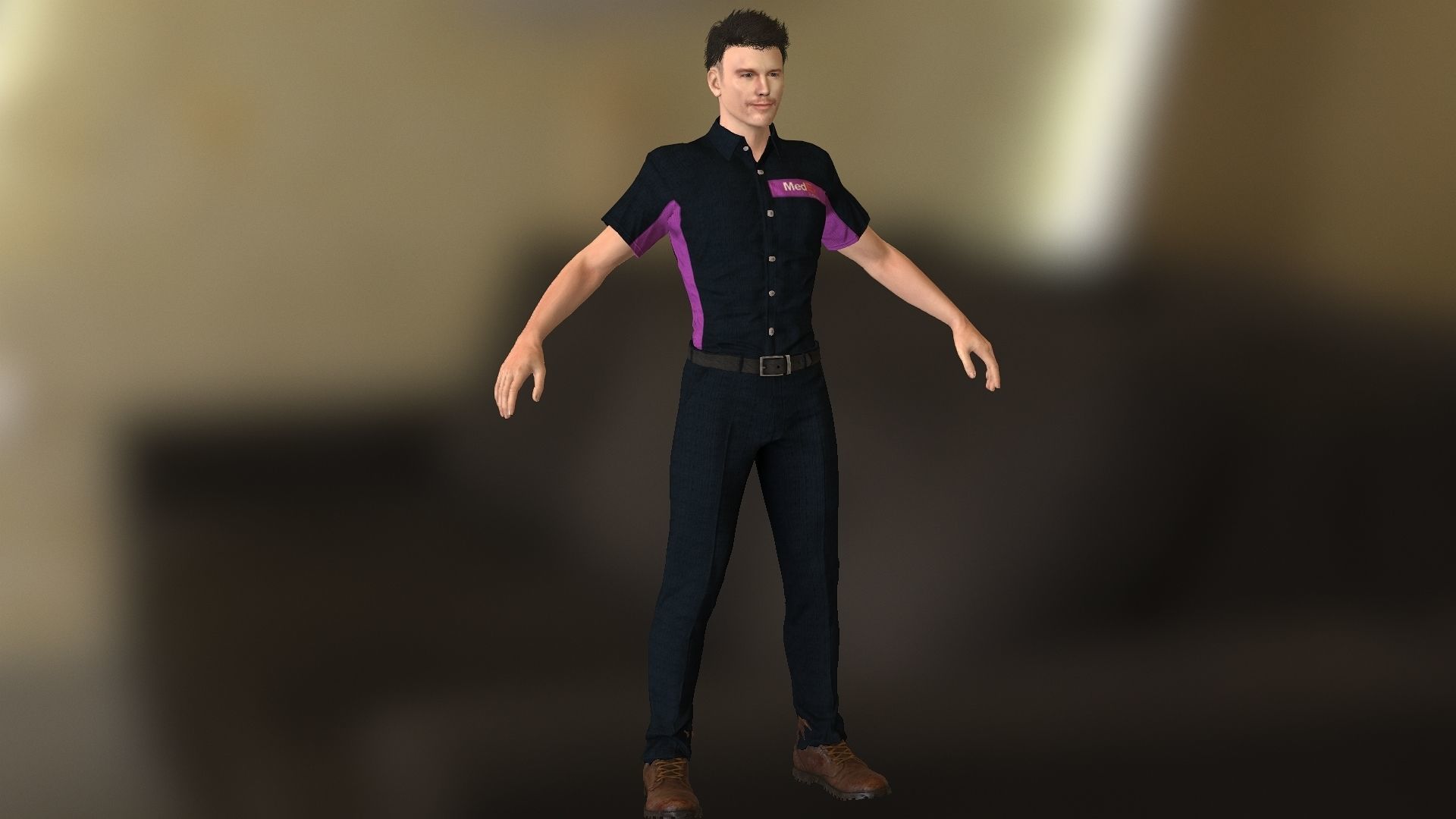 Chris Pratt  Low-poly 3D model_1