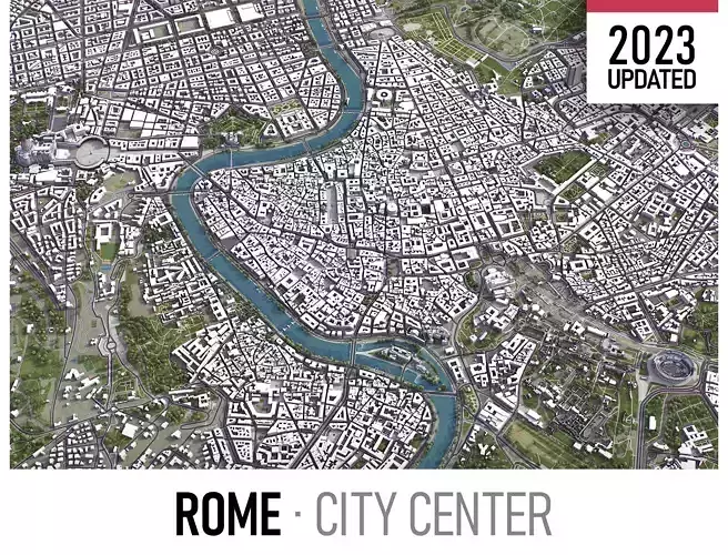 Rome - city center Low-poly 3D model