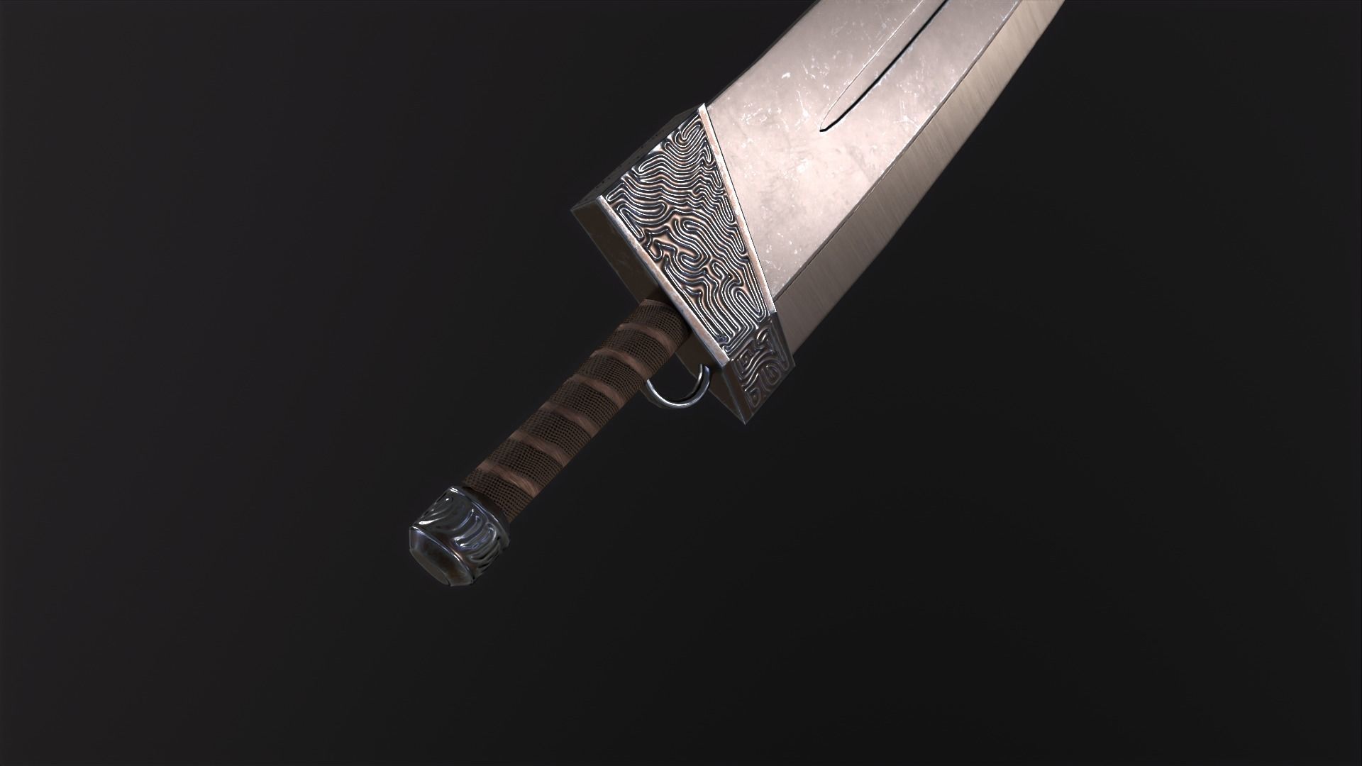 Fantasy Broadsword PBR Low-poly 3D model_10