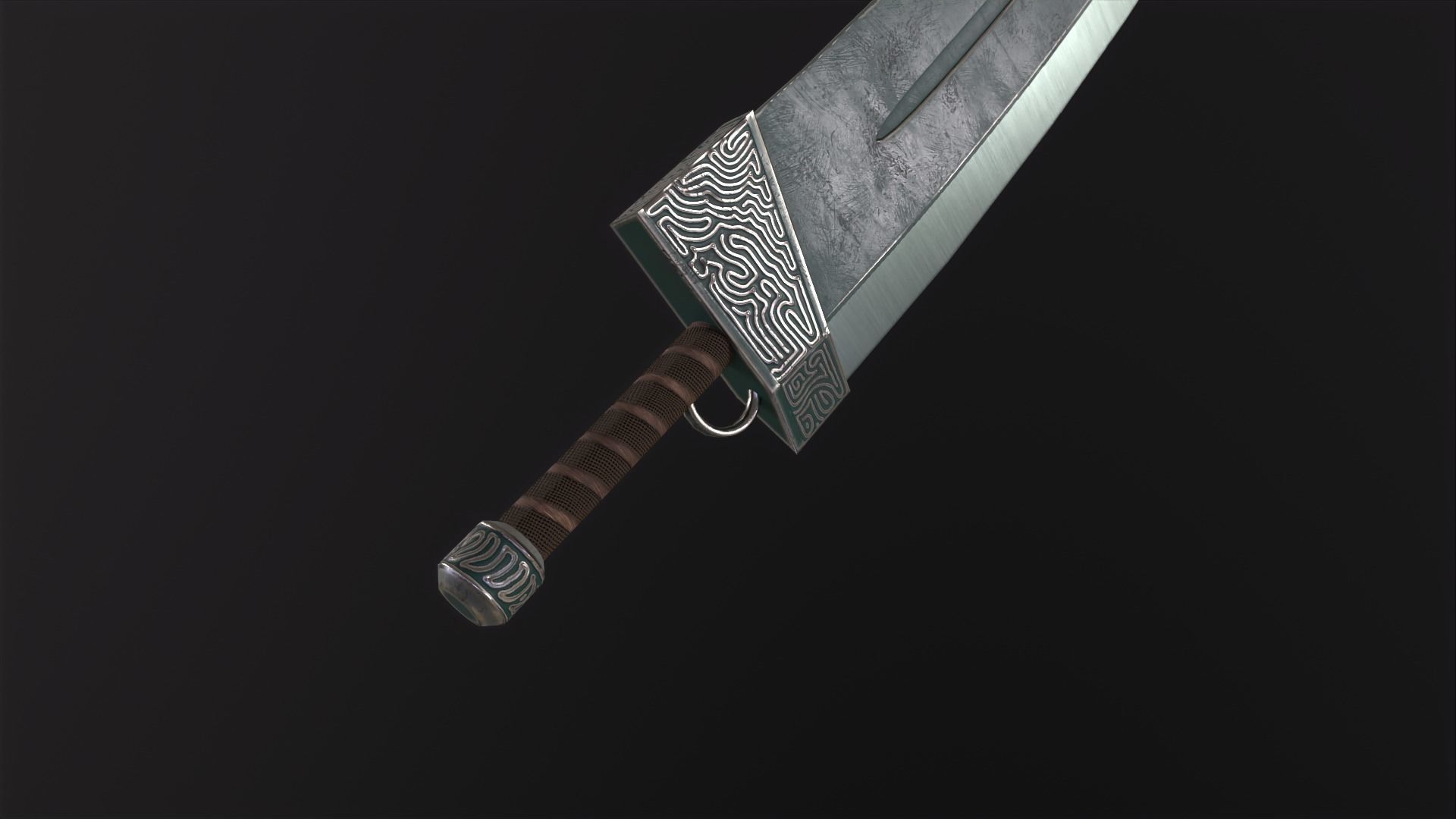 Fantasy Broadsword PBR Low-poly 3D model_11