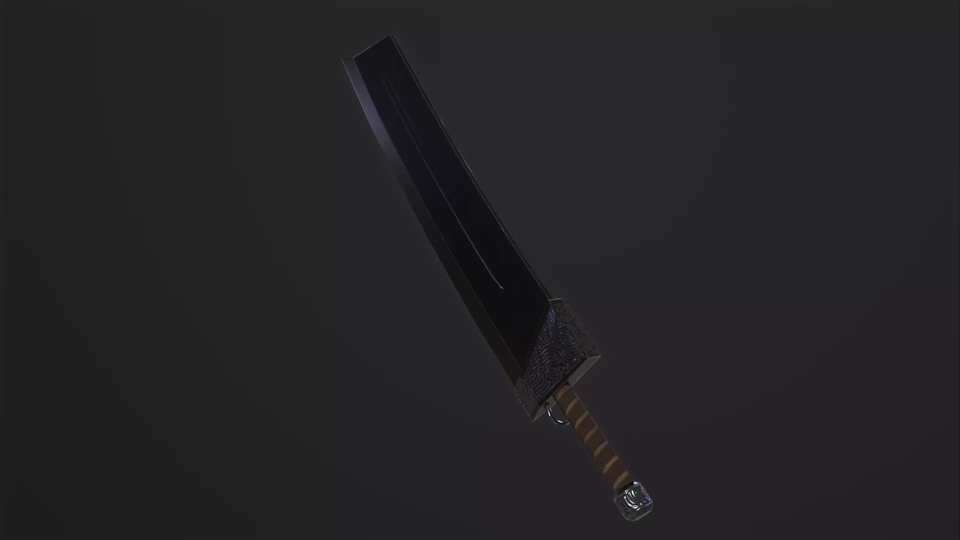 Fantasy Broadsword PBR Low-poly 3D model_0