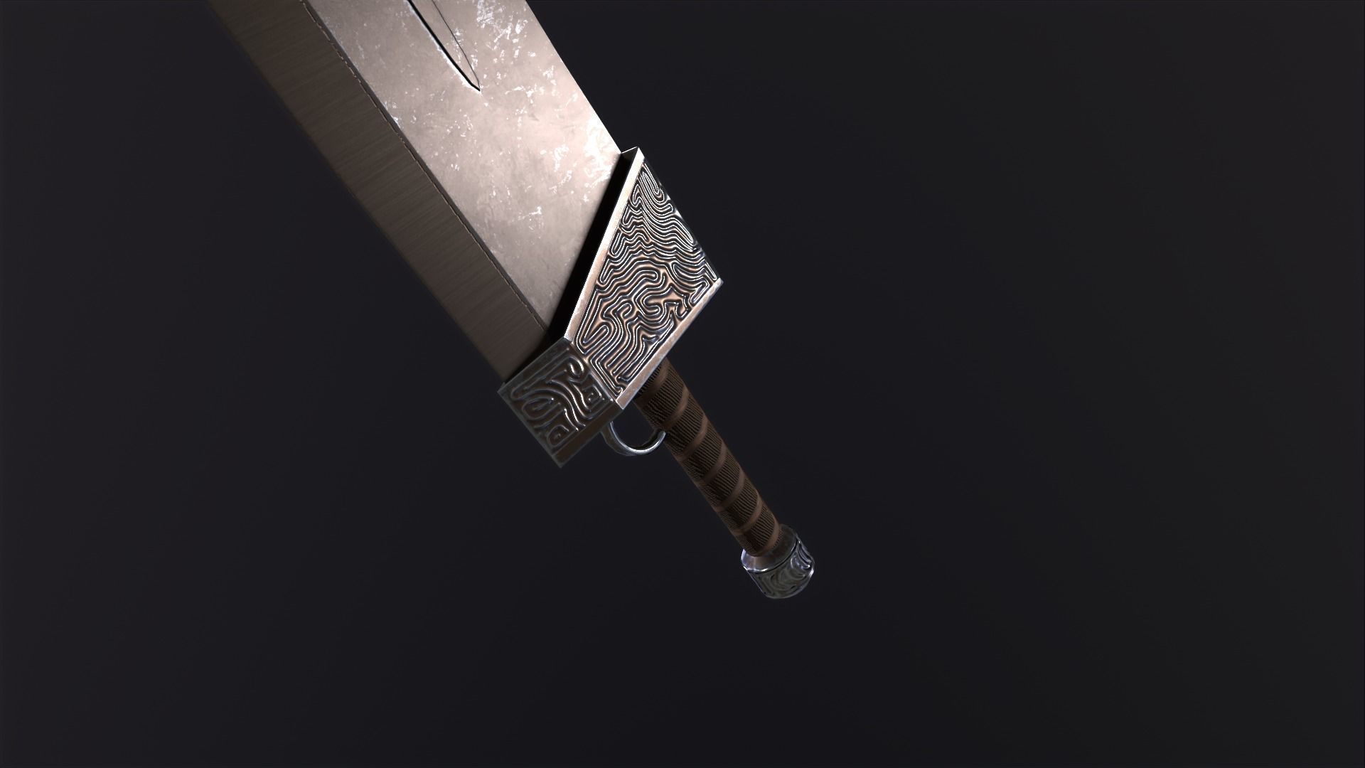 Fantasy Broadsword PBR Low-poly 3D model_16