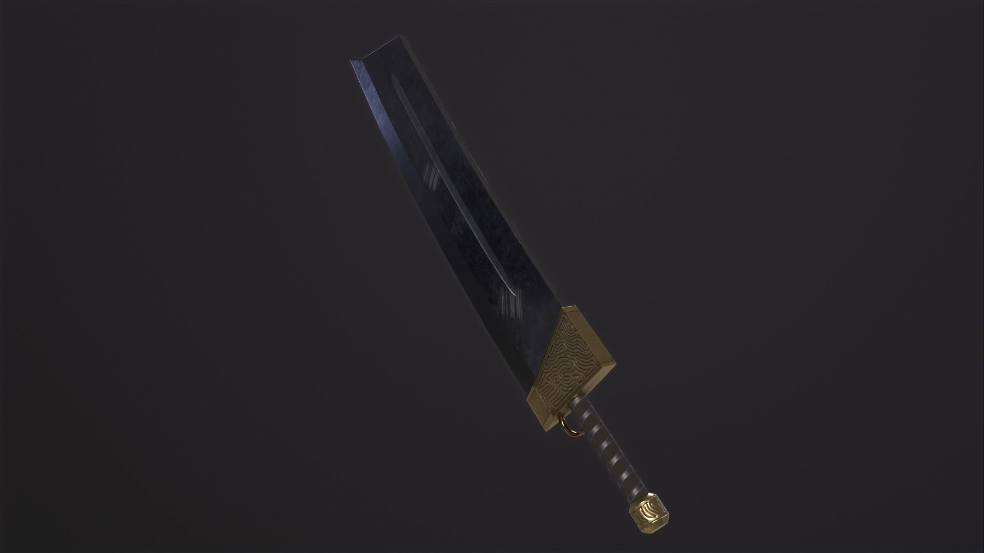 Fantasy Broadsword PBR Low-poly 3D model_3
