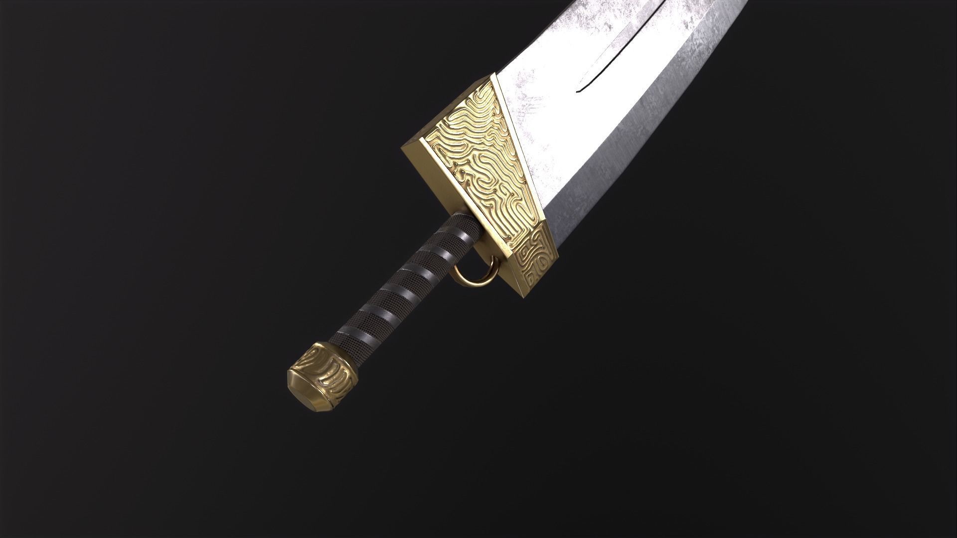 Fantasy Broadsword PBR Low-poly 3D model_12